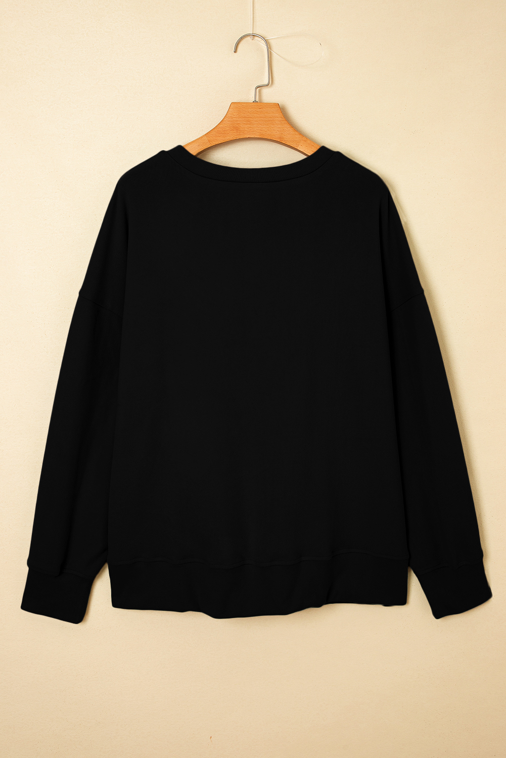 Button Placket Crew Neck Top, Solid Black Plus Size Women - Detail View 8 Button Placket Crew Neck Top, Solid Black Plus Size Women - Detail View 8