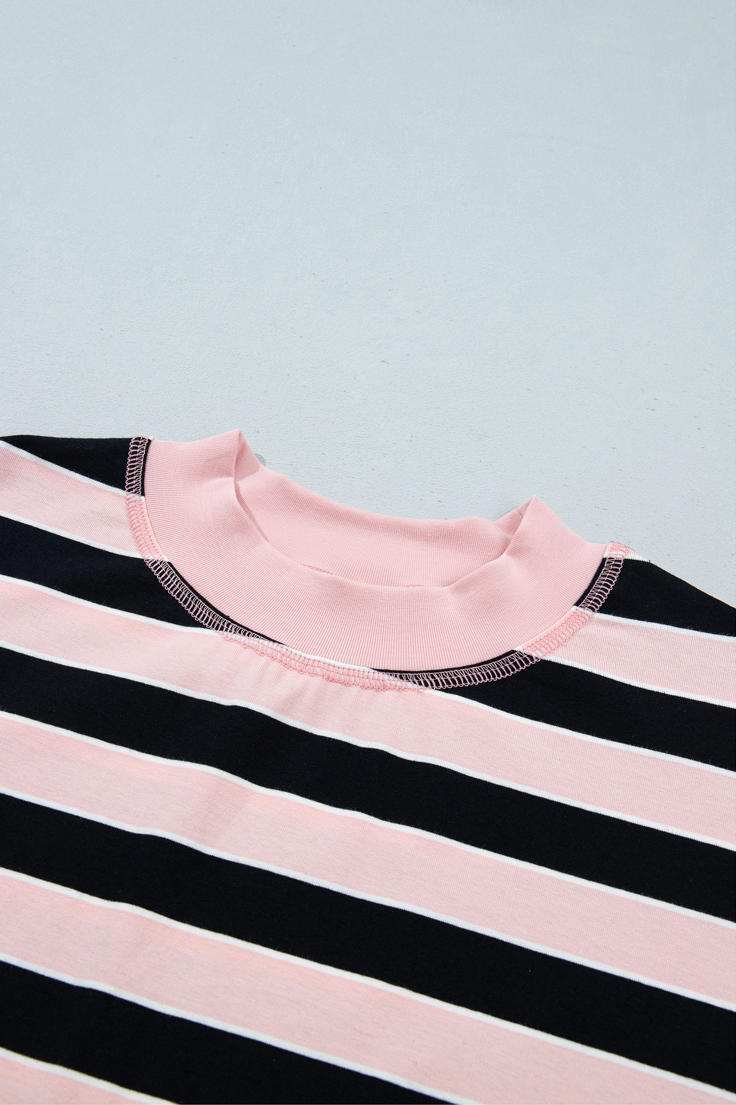 Women's Cotton Striped Set, Relaxed Long Sleeve Shorts - Detail View 9 Women's Cotton Striped Set, Relaxed Long Sleeve Shorts - Detail View 9