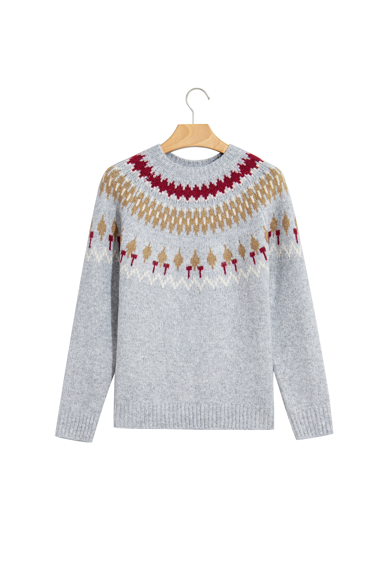 Warm Wool Blend Women's Pullover Sweater, Ribbed Round Neck - Detail View 3 Warm Wool Blend Women's Pullover Sweater, Ribbed Round Neck - Detail View 3