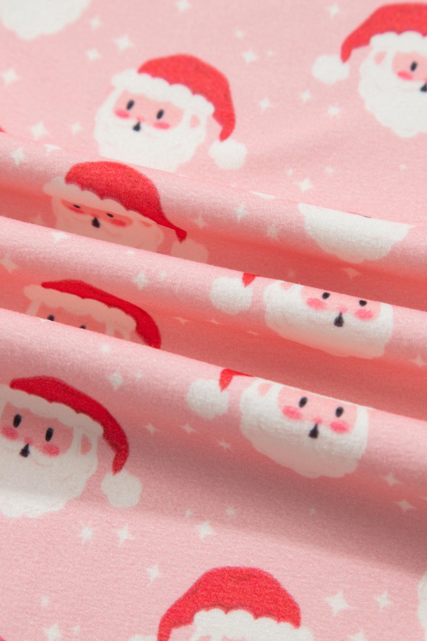 Womens Soft Festive Lounge Set, Pink Santa Print Pajamas - Detail View 15 Womens Soft Festive Lounge Set, Pink Santa Print Pajamas - Detail View 15