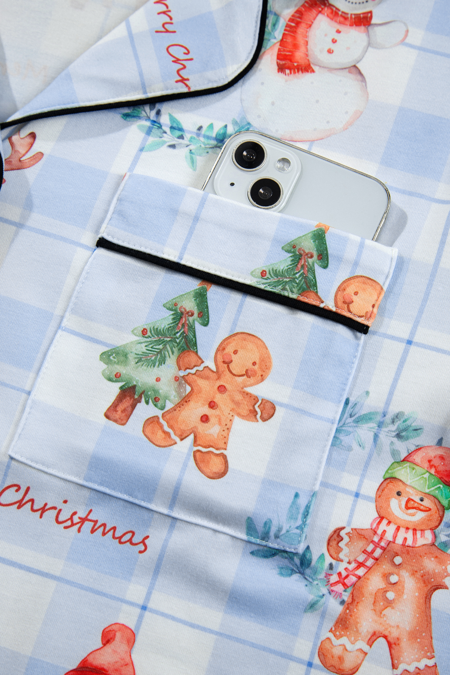Women's Christmas Plaid Pajama Set, Long Sleeve Sleepwear - Detail View 13 Women's Christmas Plaid Pajama Set, Long Sleeve Sleepwear - Detail View 13