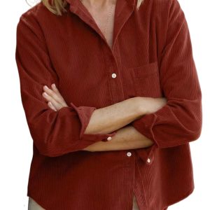 Clay Corduroy Shirt, Womens Casual Long Sleeve Top - Main View