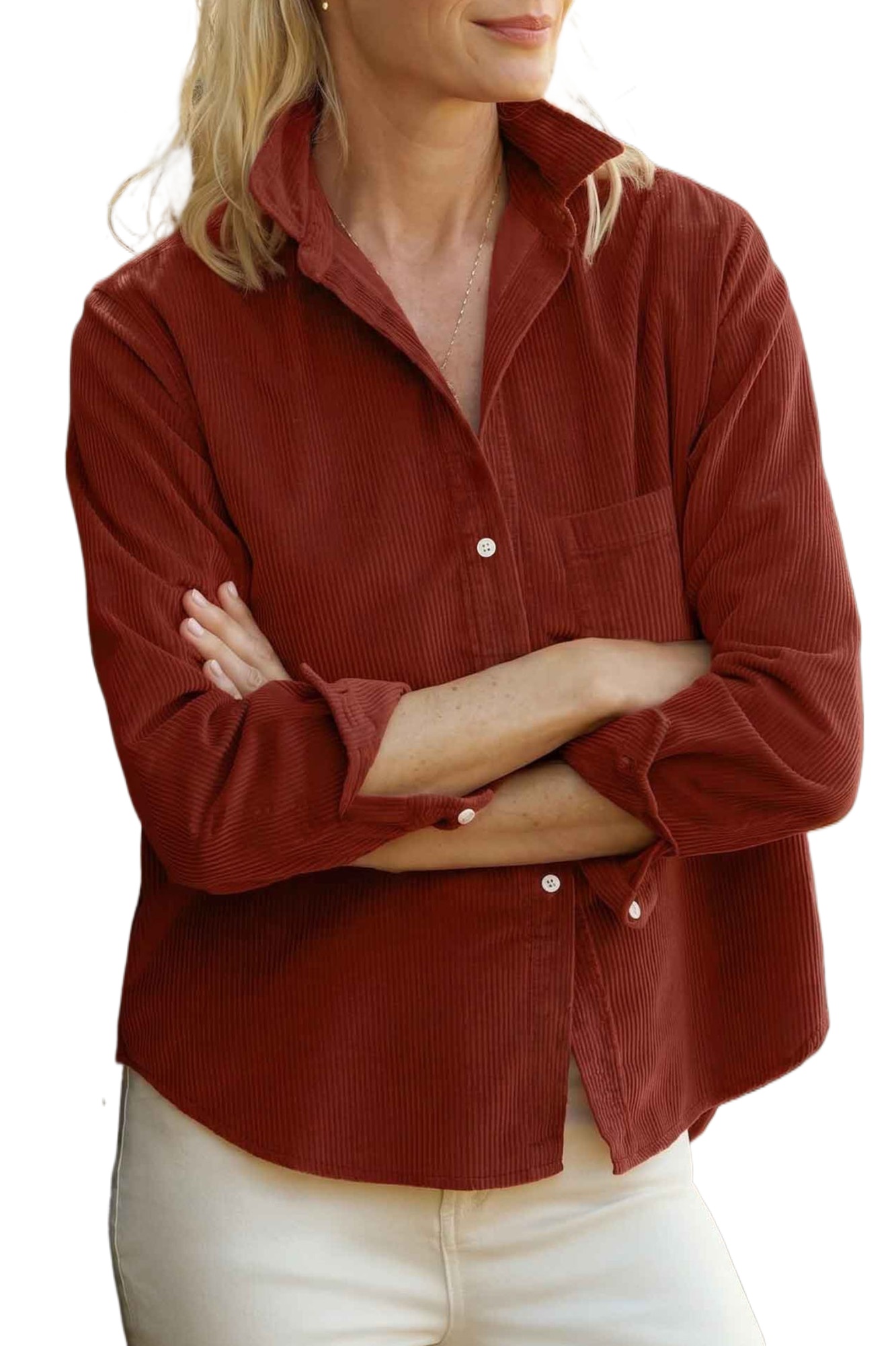 Clay Corduroy Shirt, Womens Casual Long Sleeve Top - Main View Clay Corduroy Shirt, Womens Casual Long Sleeve Top - Main View