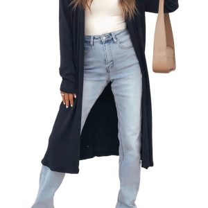 Women's Open Front Long Cardigan, Casual Daily Fall Layer - Main View