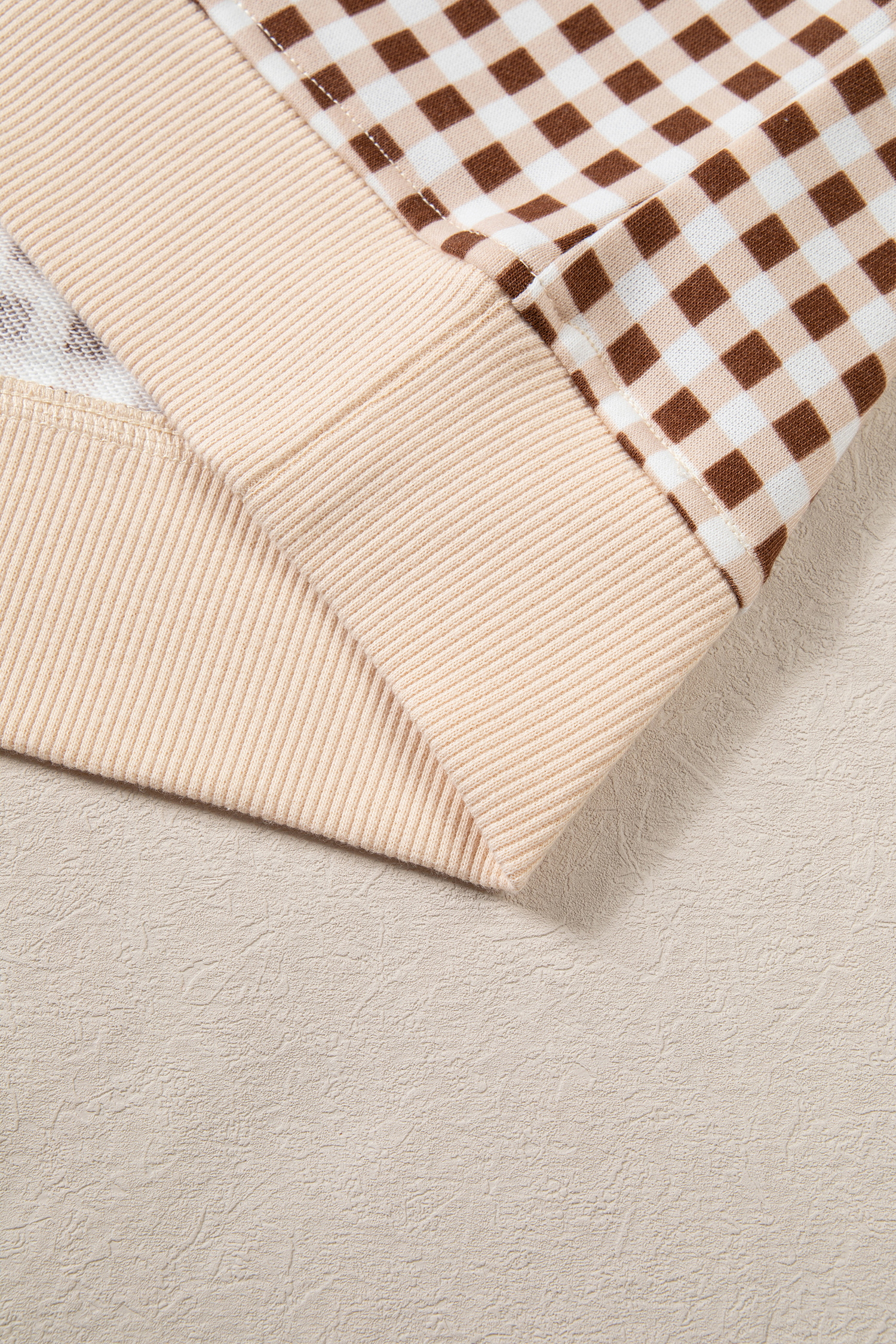 Women's Gingham Skort Set, Casual Brown Plaid 2 Piece Outfit - Detail View 10 Women's Gingham Skort Set, Casual Brown Plaid 2 Piece Outfit - Detail View 10