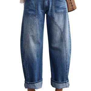 Women's Ashleigh Blue Barrel Jeans, Casual Ankle Pants - Main View