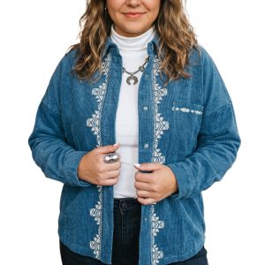 Western Corduroy Shirt, Womens Casual Long Sleeve Top - Main View
