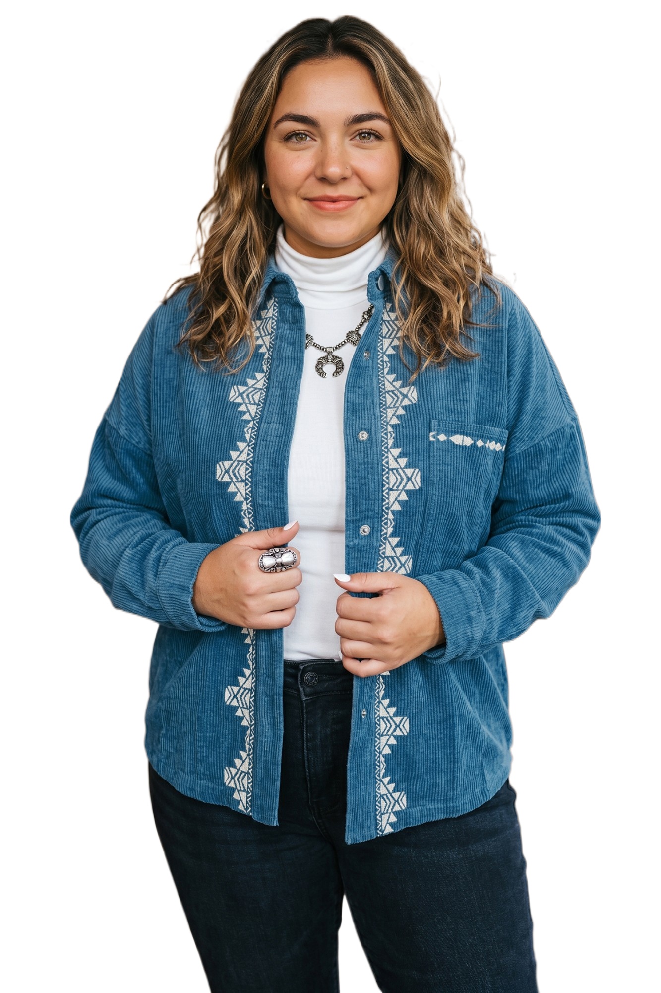 Western Corduroy Shirt, Womens Casual Long Sleeve Top - Main View Western Corduroy Shirt, Womens Casual Long Sleeve Top - Main View