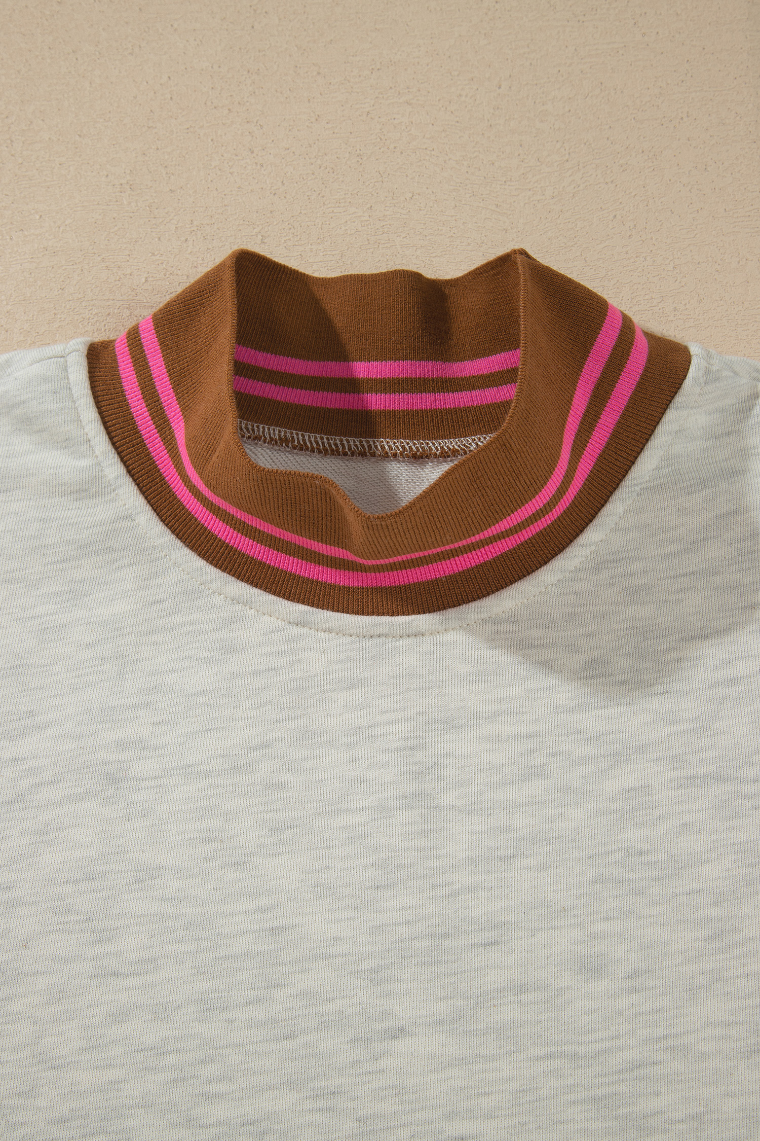 Women's Loose Sweatshirt, Stand Neck Casual Pullover - Detail View 7 Women's Loose Sweatshirt, Stand Neck Casual Pullover - Detail View 7