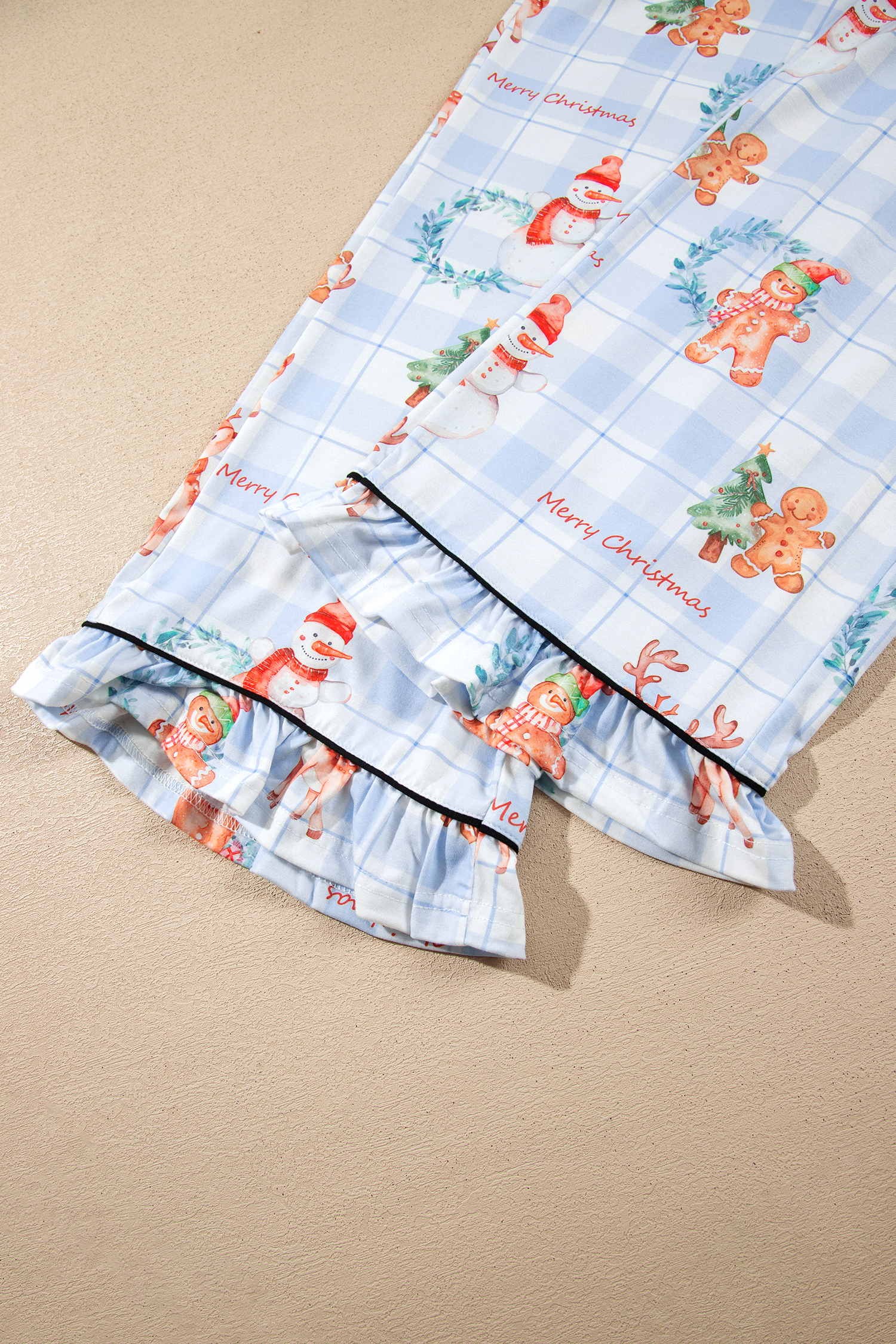 Women's Plaid Button Down PJs, Soft Christmas Lounge Set - Detail View 6 Women's Plaid Button Down PJs, Soft Christmas Lounge Set - Detail View 6
