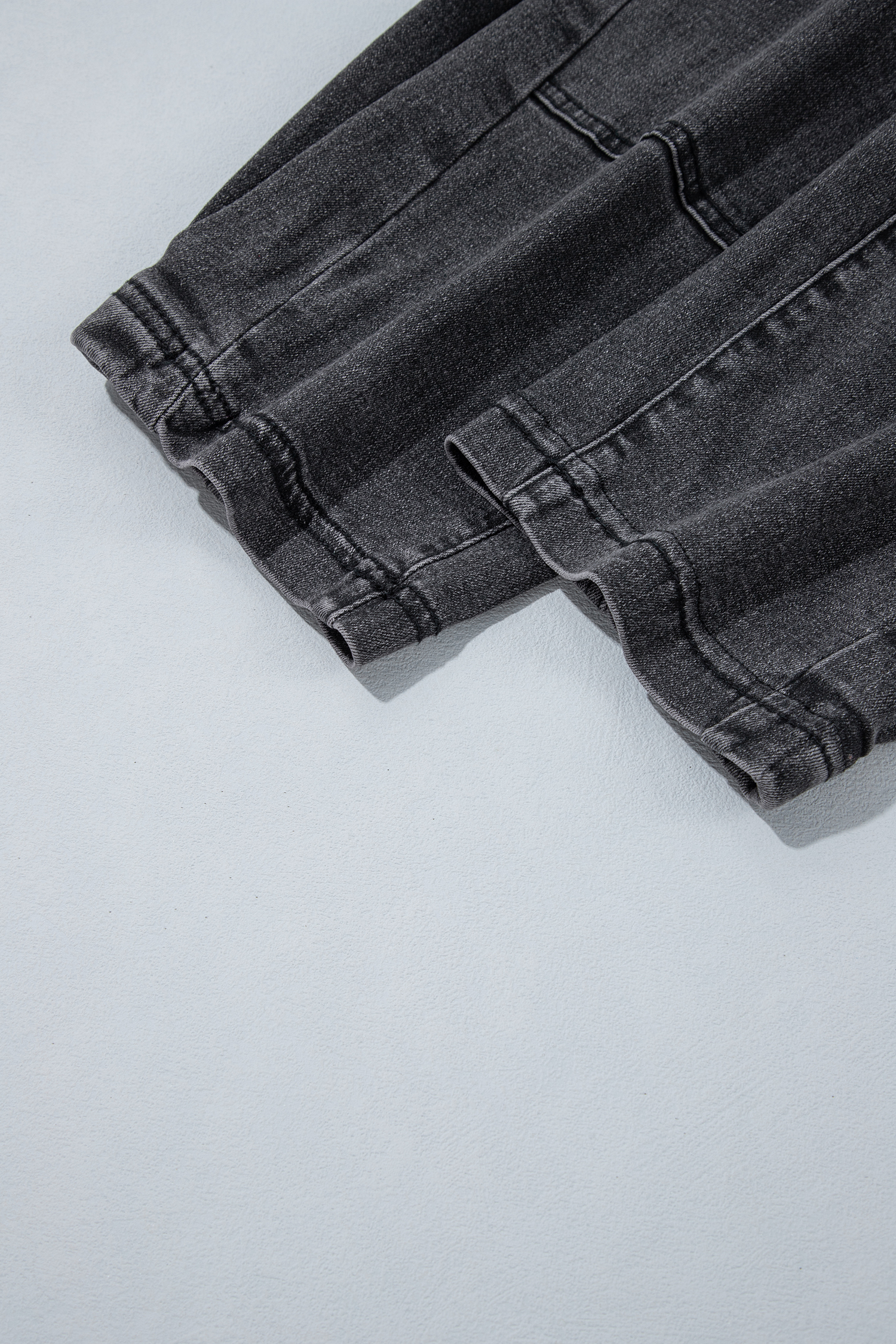Women's Stretch Denim Jeans, Carbon Grey Barrel Pants - Detail View 12 Women's Stretch Denim Jeans, Carbon Grey Barrel Pants - Detail View 12
