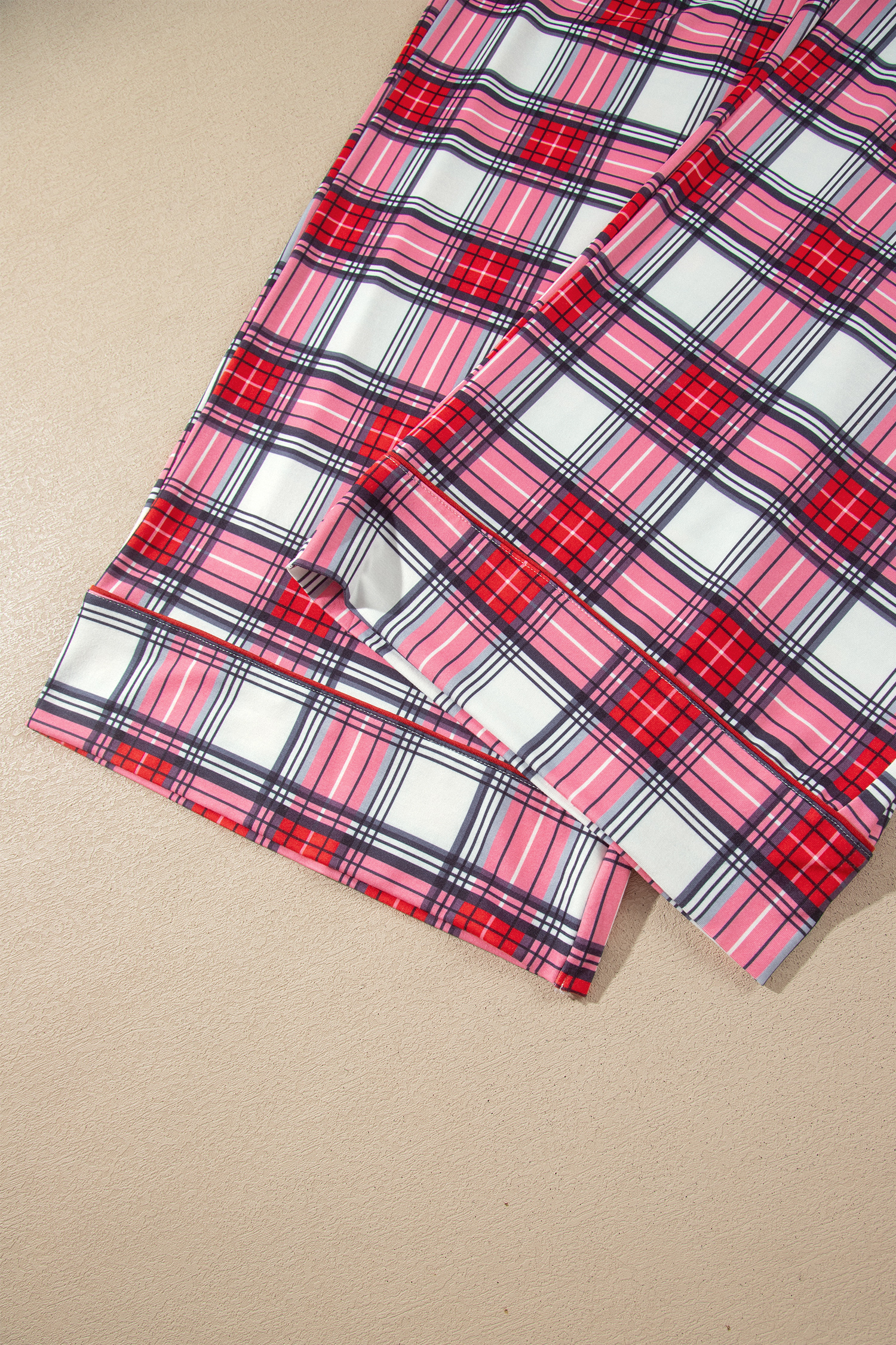 Womens Red Plaid Pajama Set, Short Sleeve Christmas Sleepwear - Detail View 14 Womens Red Plaid Pajama Set, Short Sleeve Christmas Sleepwear - Detail View 14