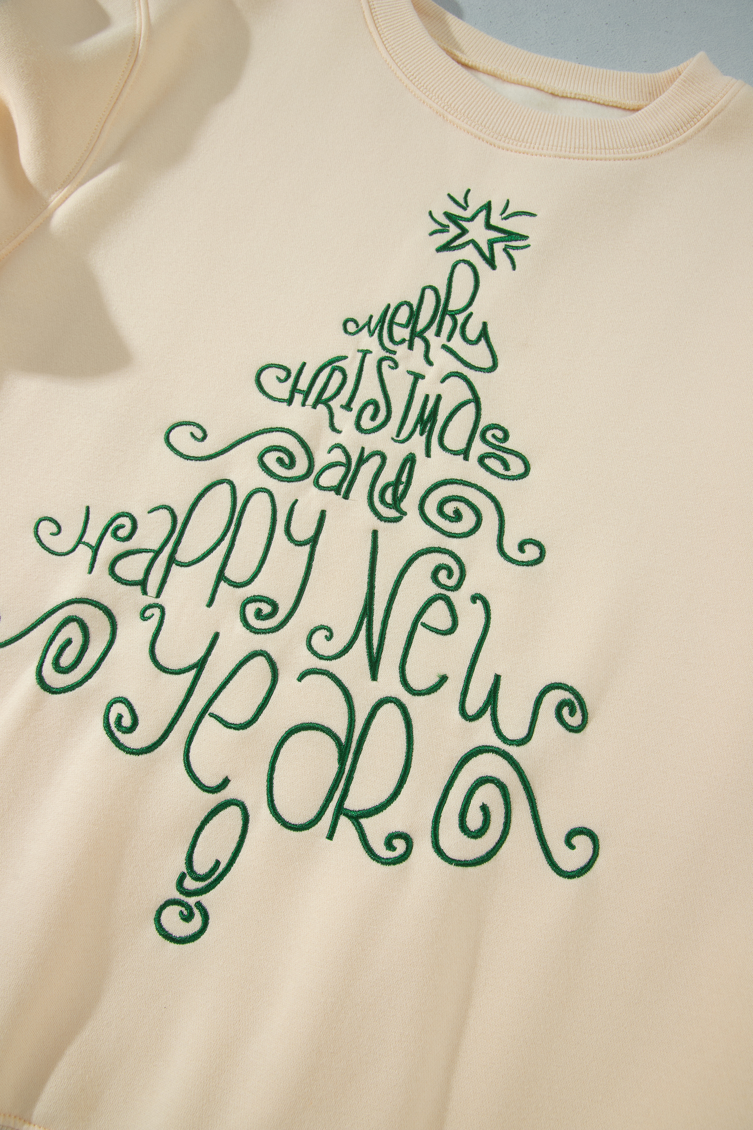 Women's Casual Christmas Sweatshirt, Embroidered Holiday Top - Detail View 7 Women's Casual Christmas Sweatshirt, Embroidered Holiday Top - Detail View 7