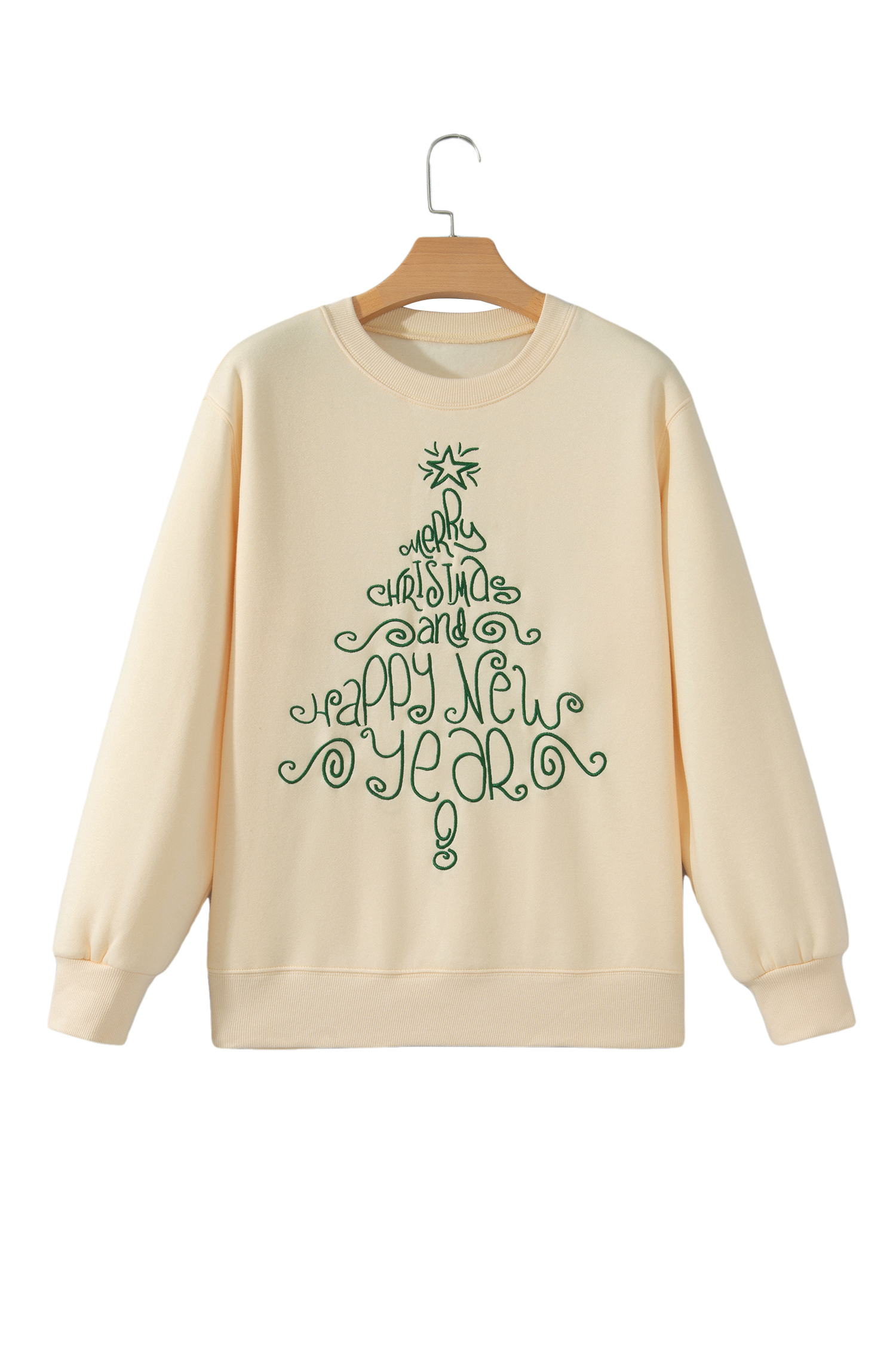 Women's Cotton Blend Sweatshirt, Festive Christmas Embroidery - Detail View 3 Women's Cotton Blend Sweatshirt, Festive Christmas Embroidery - Detail View 3