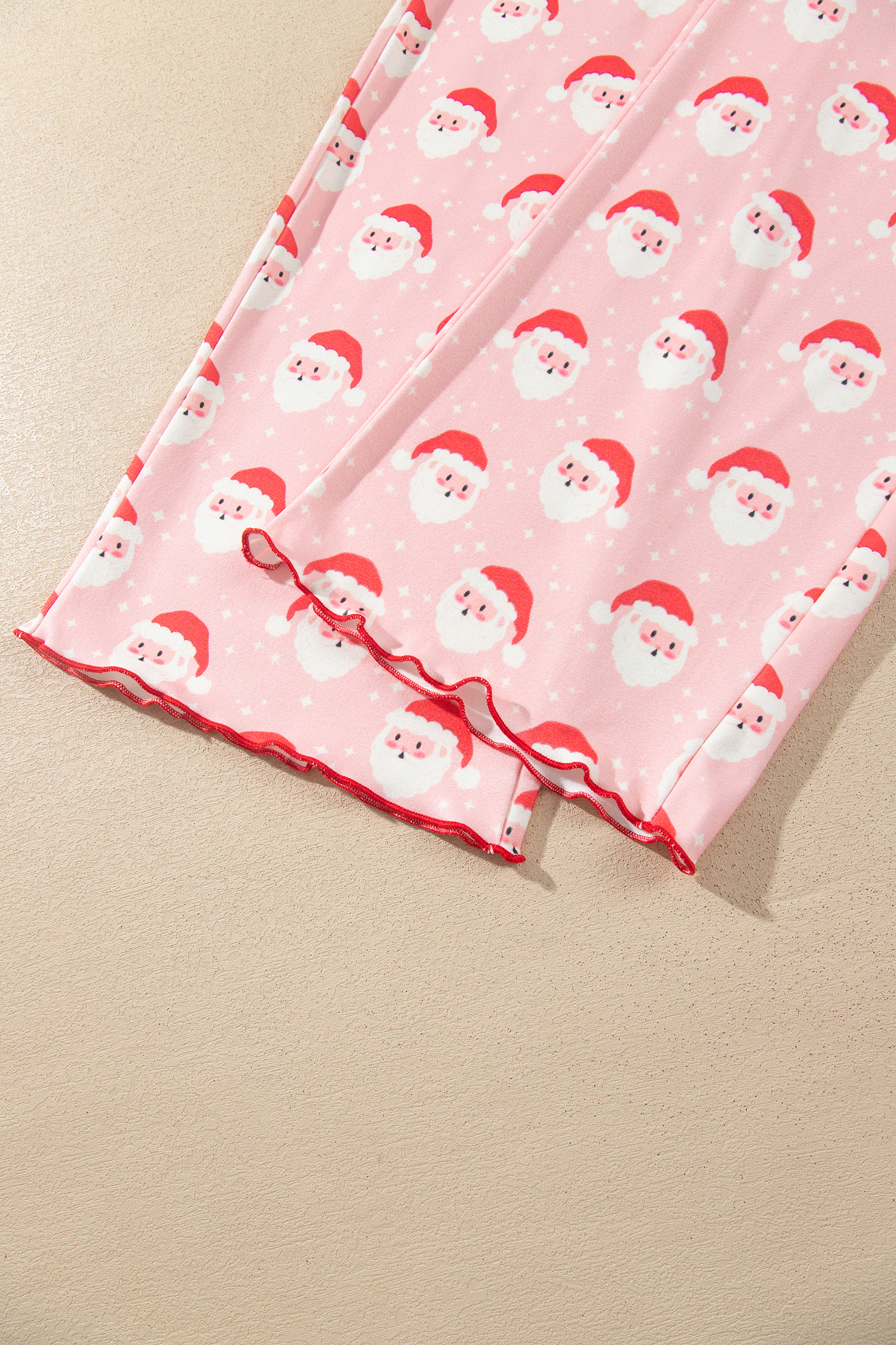 Pink Christmas Pajamas for Women, Santa Frill Lounge Set - Detail View 14 Pink Christmas Pajamas for Women, Santa Frill Lounge Set - Detail View 14