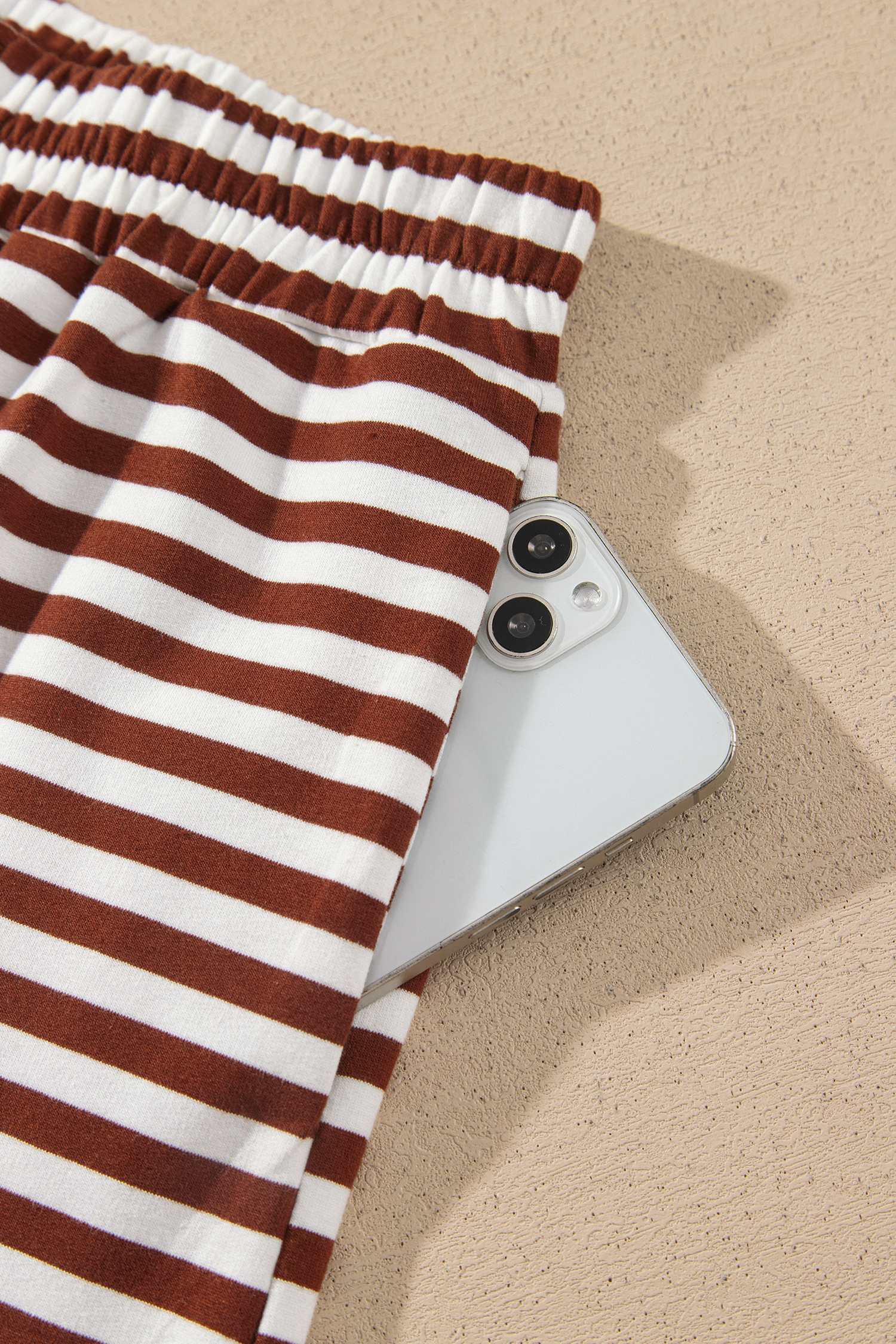 Women's Cotton Shorts Set, Cozy Striped Long Sleeve Lounge - Detail View 12 Women's Cotton Shorts Set, Cozy Striped Long Sleeve Lounge - Detail View 12