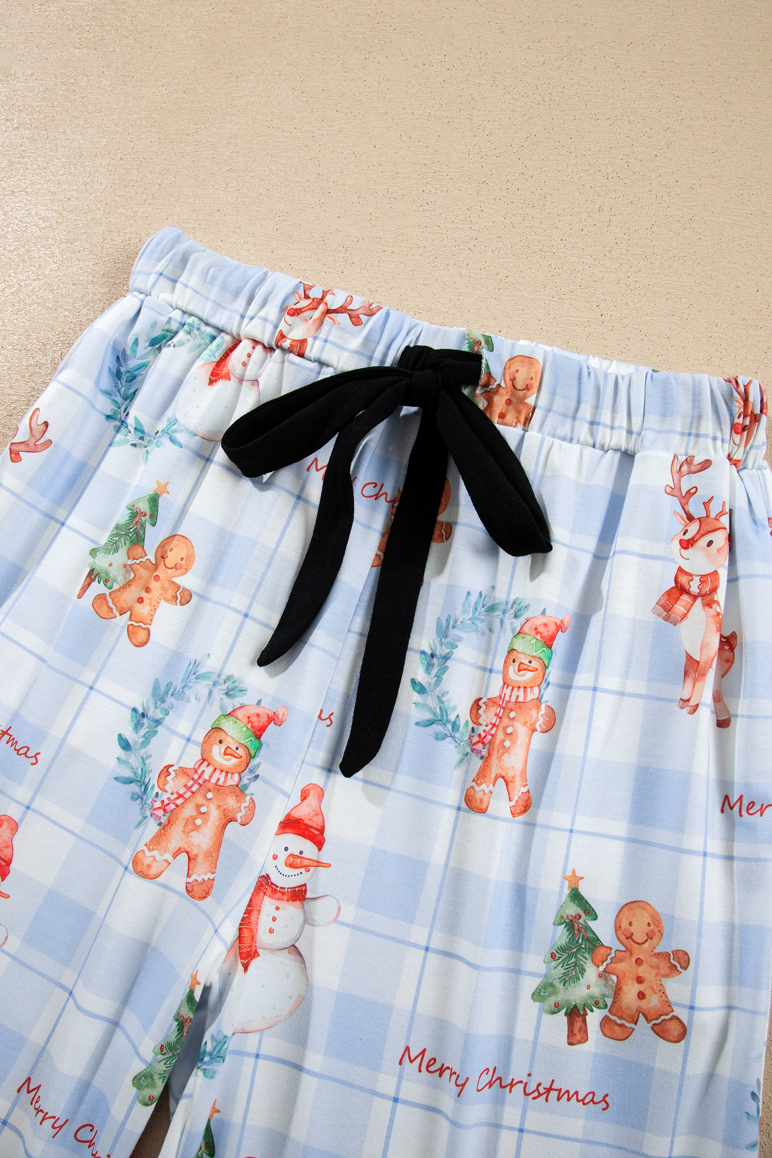Blue Cartoon Christmas Pajamas, Women's Plaid Lounge Set - Detail View 8 Blue Cartoon Christmas Pajamas, Women's Plaid Lounge Set - Detail View 8