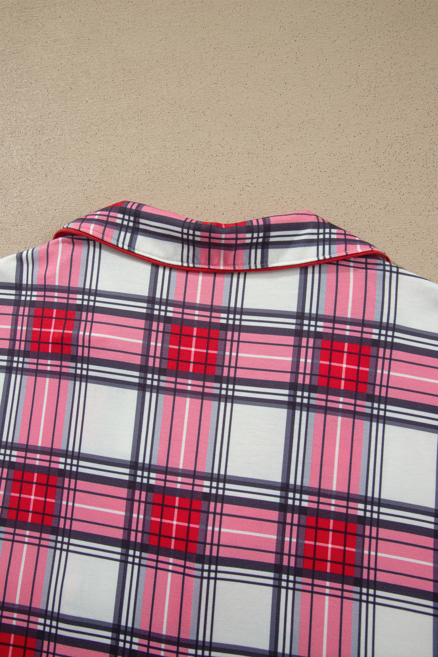Womens Soft Plaid Pajamas, Short Sleeve Button Down Pant Set - Detail View 6 Womens Soft Plaid Pajamas, Short Sleeve Button Down Pant Set - Detail View 6