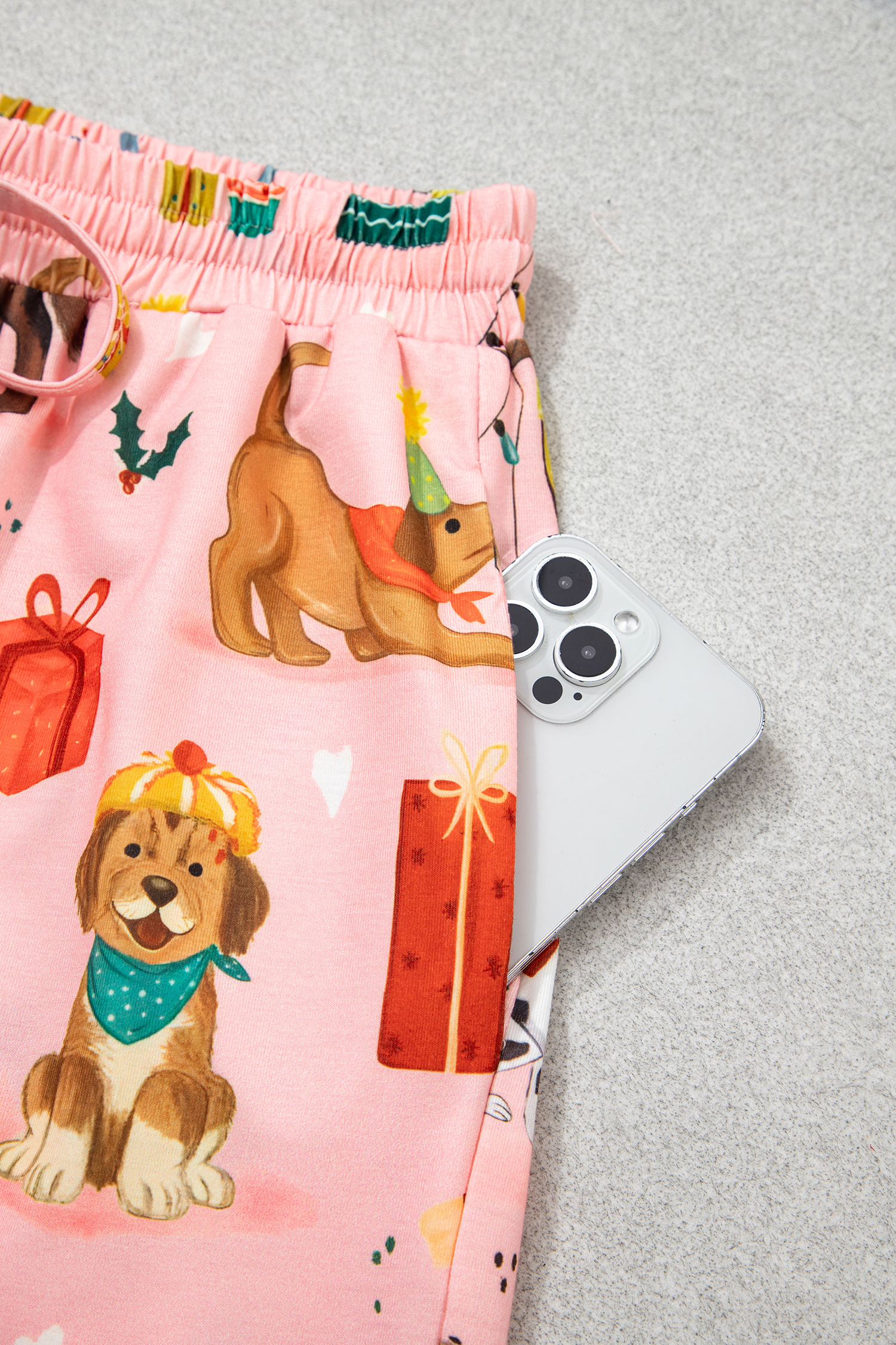 Pink Christmas Dog Pajama Set, Festive Long Sleeve Sleepwear - Detail View 20 Pink Christmas Dog Pajama Set, Festive Long Sleeve Sleepwear - Detail View 20