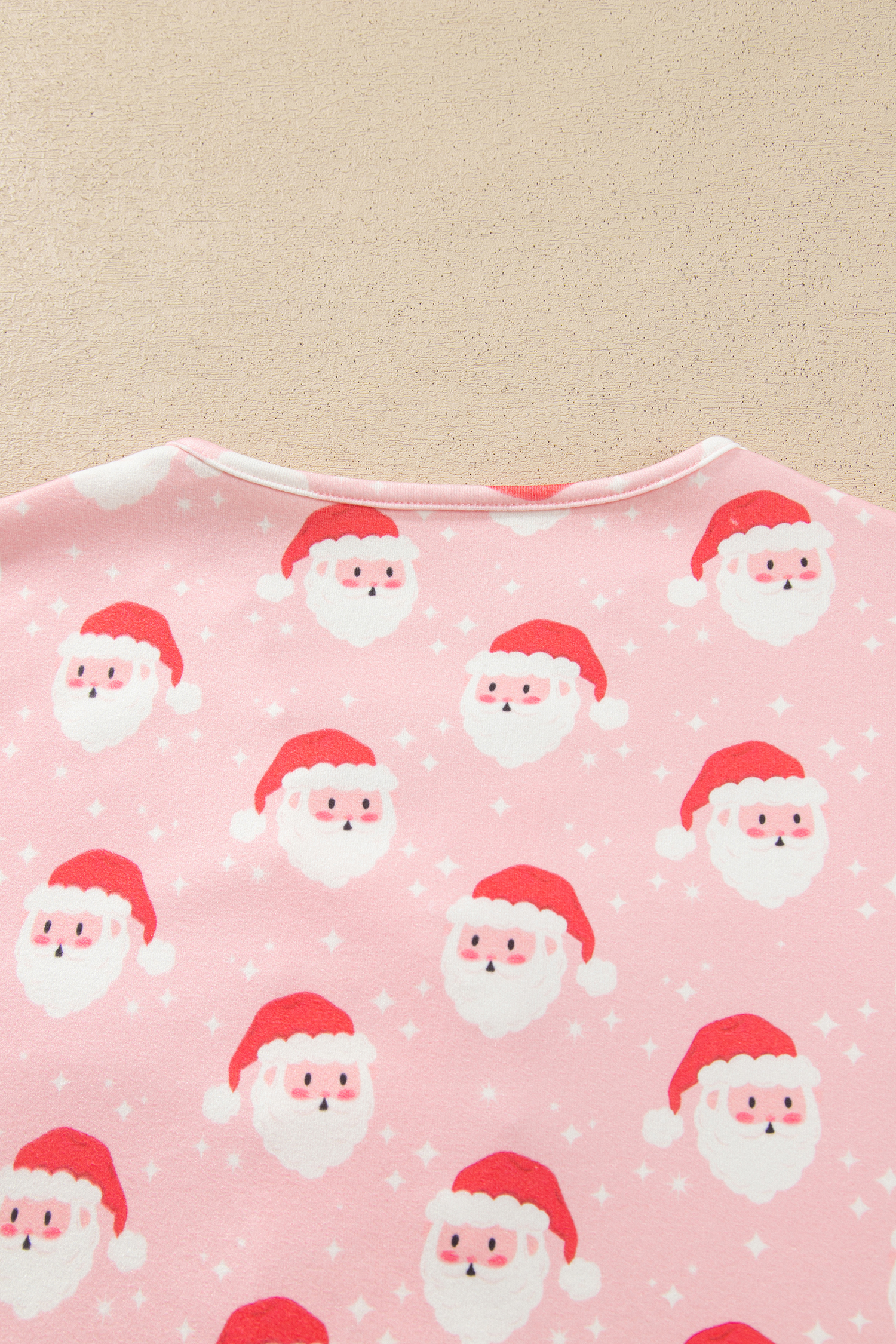 Womens Soft Festive Lounge Set, Pink Santa Print Pajamas - Detail View 9 Womens Soft Festive Lounge Set, Pink Santa Print Pajamas - Detail View 9