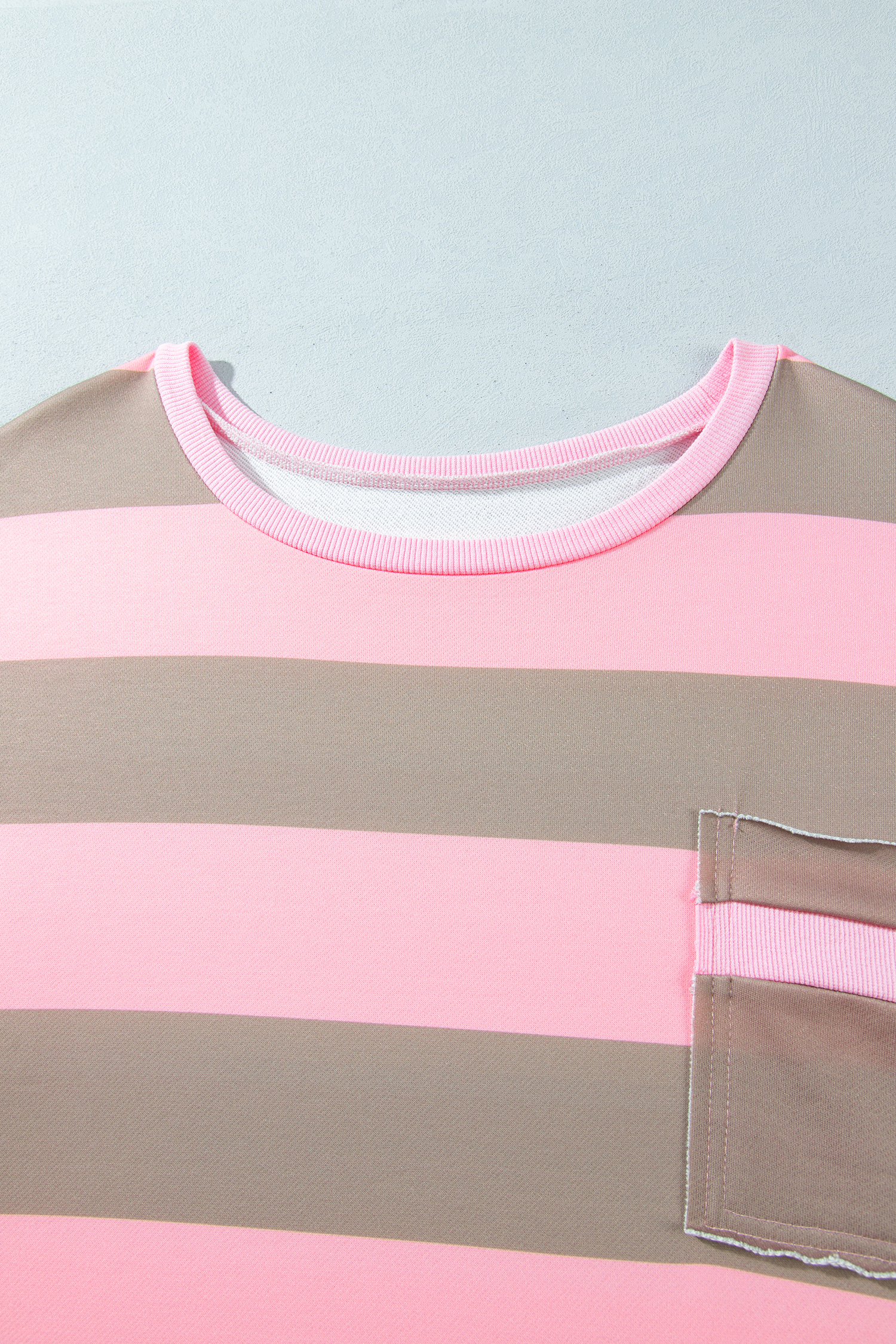 Women's Patchwork Sweatshirt, Striped Crewneck Pocket Top - Detail View 5 Women's Patchwork Sweatshirt, Striped Crewneck Pocket Top - Detail View 5