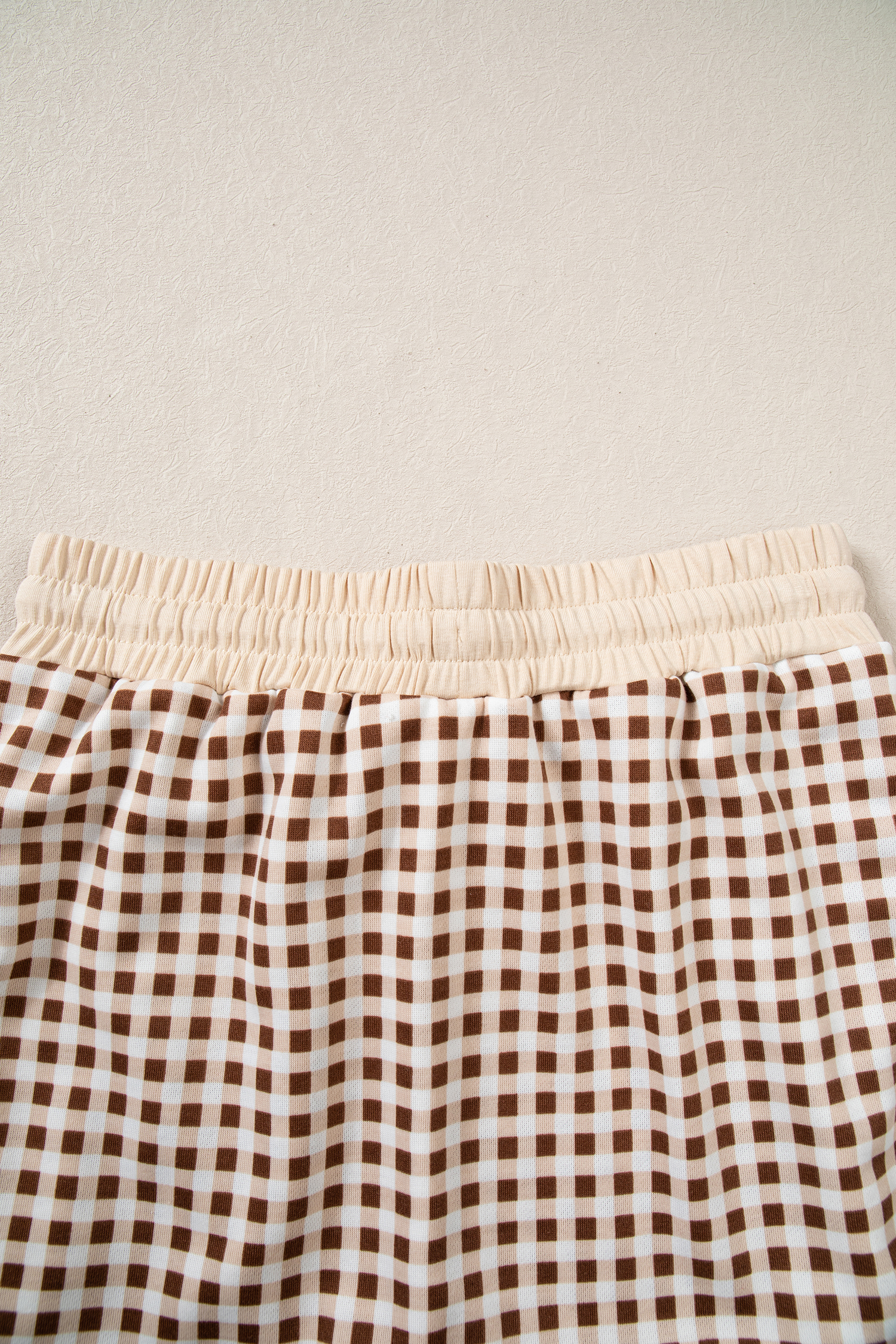 Brown Plaid Long Sleeve Set, Women's Gingham Crew Neck Top - Detail View 14 Brown Plaid Long Sleeve Set, Women's Gingham Crew Neck Top - Detail View 14