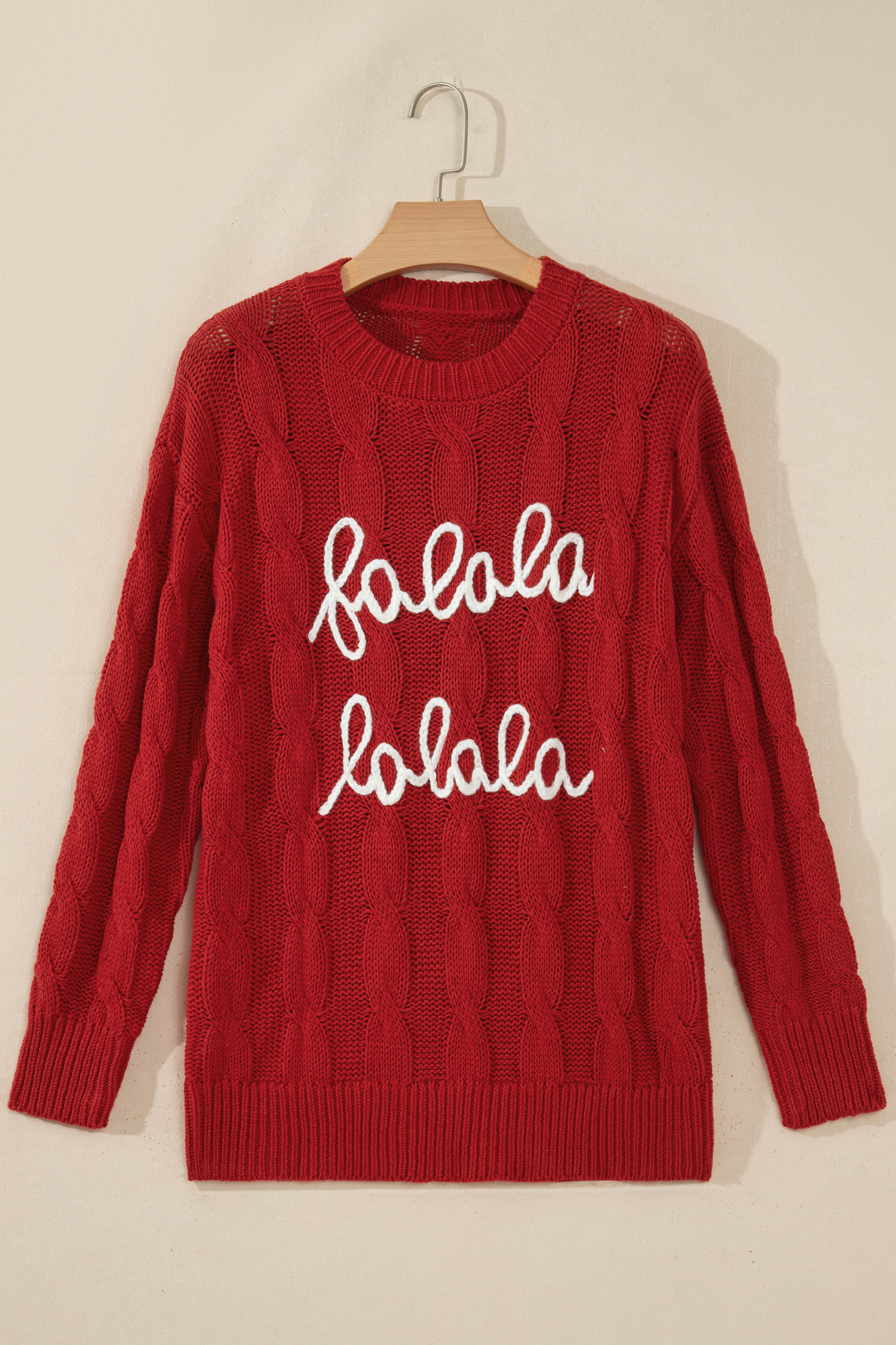 Women's Christmas Falala Sweater, Festive Crewneck Top - Detail View 8 Women's Christmas Falala Sweater, Festive Crewneck Top - Detail View 8