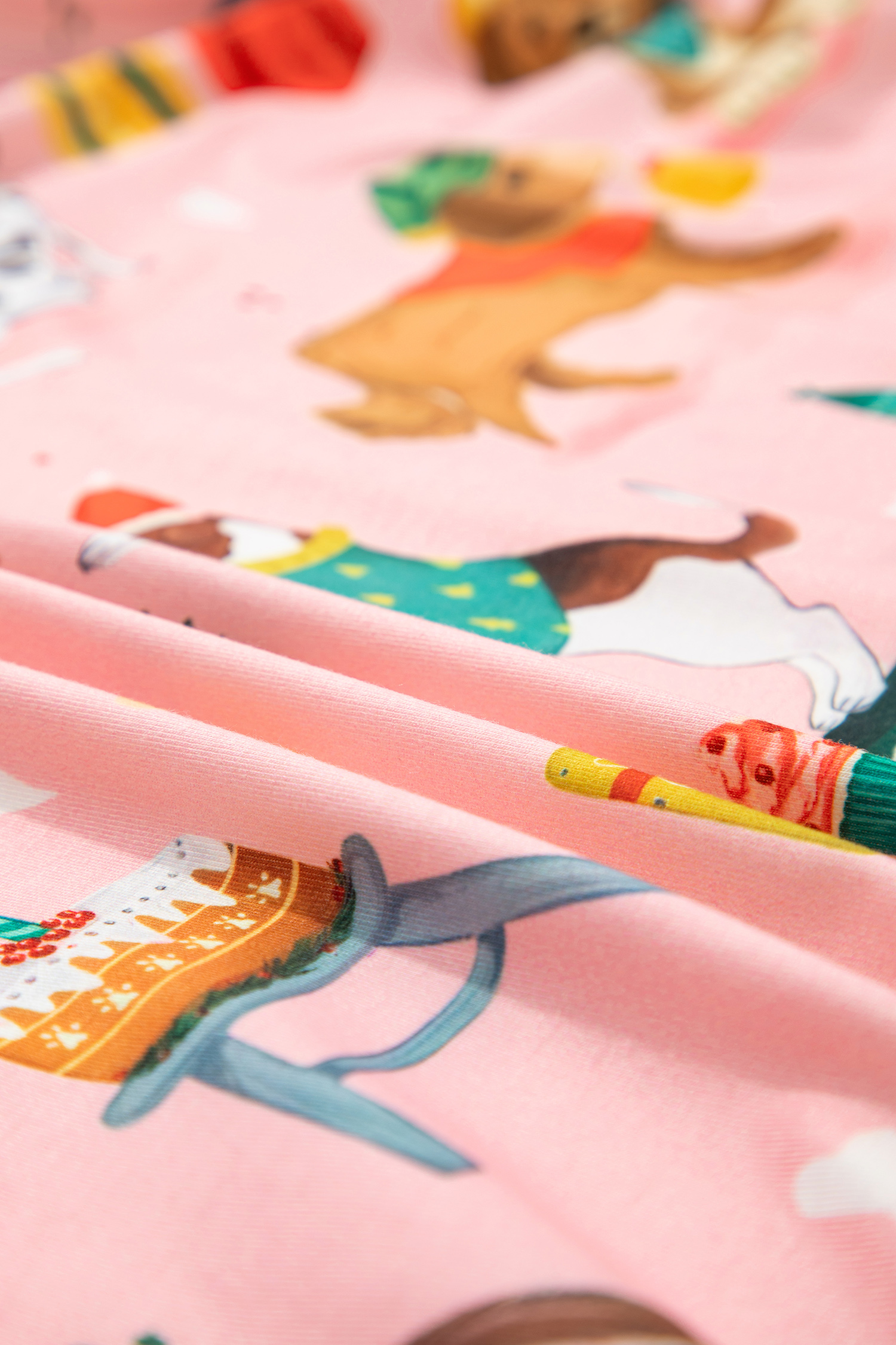Women's Pink Dog Print Lounge Set, Casual Long Sleeve Pajamas - Detail View 16 Women's Pink Dog Print Lounge Set, Casual Long Sleeve Pajamas - Detail View 16