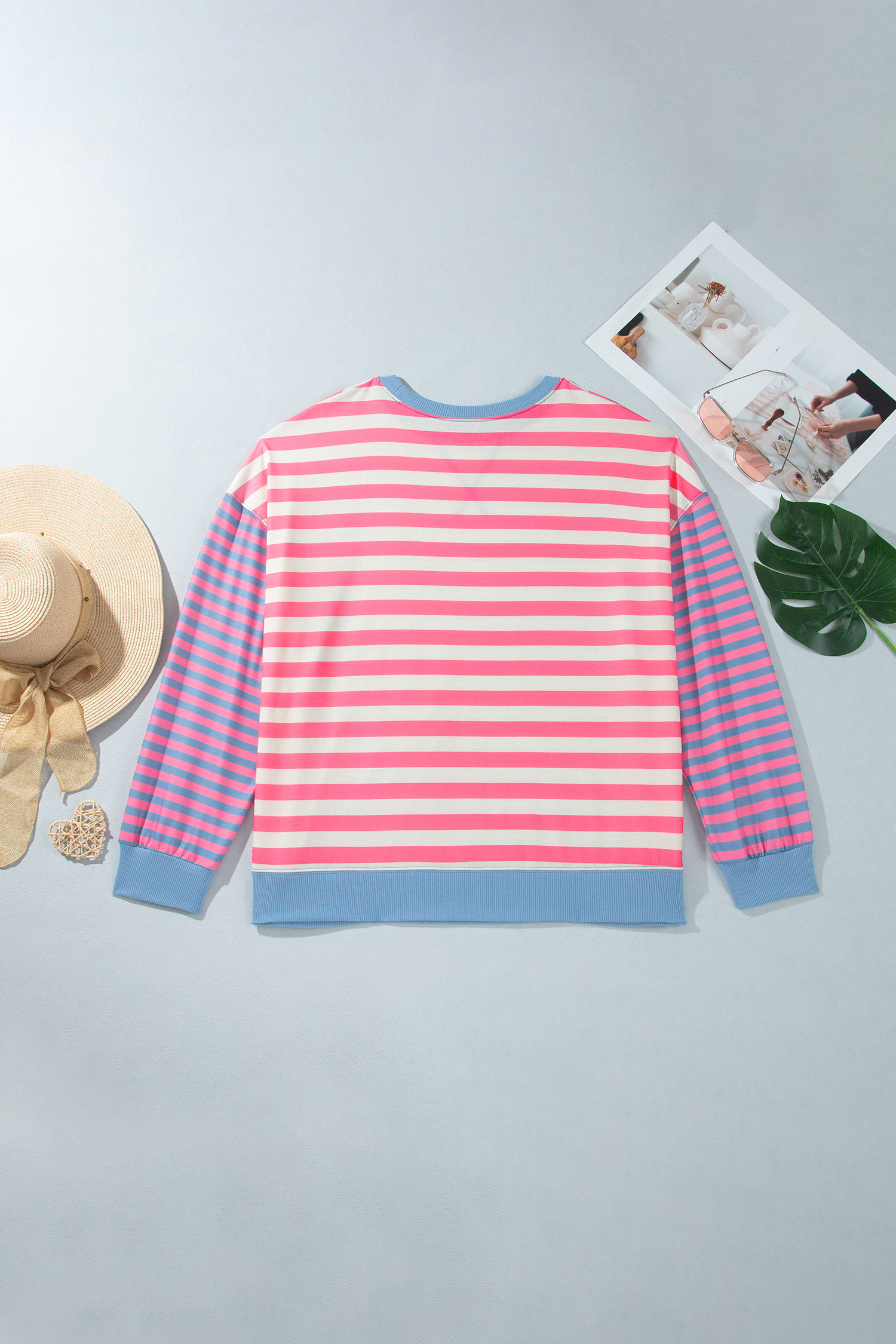 Cozy Striped Crewneck, Women's Stretch Fit Sweatshirt - Detail View 6 Cozy Striped Crewneck, Women's Stretch Fit Sweatshirt - Detail View 6