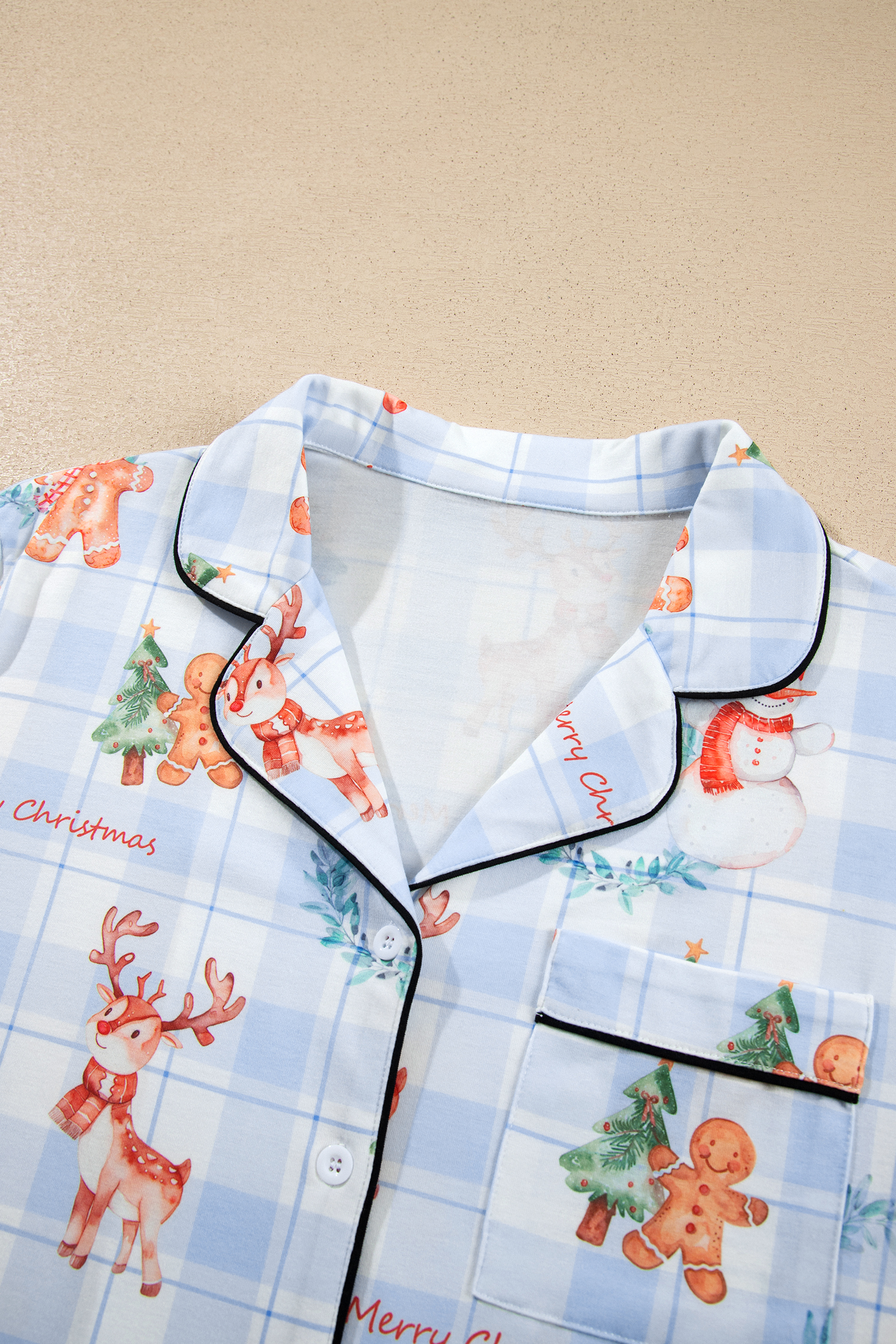Women's Plaid Button Down PJs, Soft Christmas Lounge Set - Detail View 15 Women's Plaid Button Down PJs, Soft Christmas Lounge Set - Detail View 15