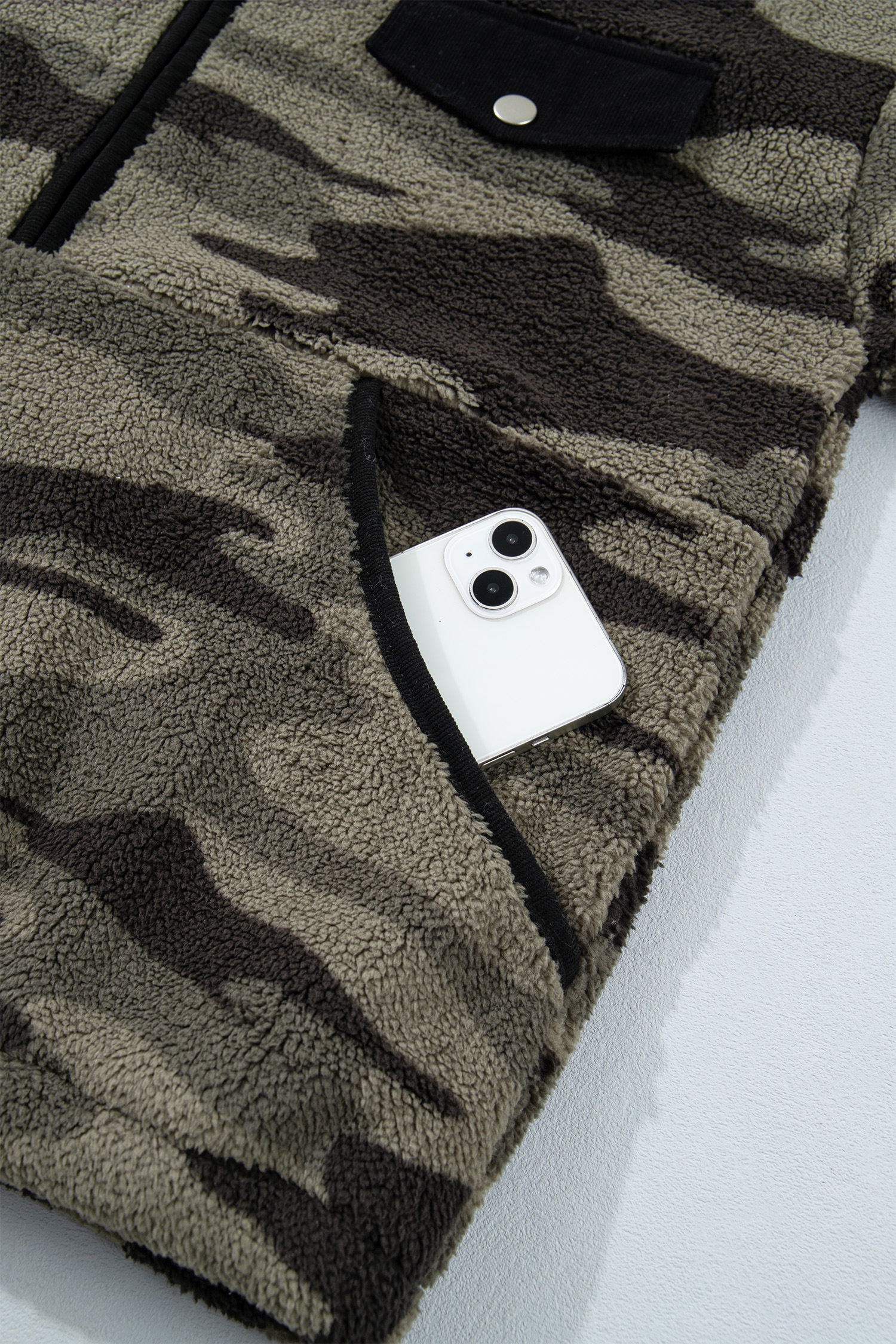 Women's Camo Fleece Sweatshirt, Half Zip Casual Pullover - Detail View 10 Women's Camo Fleece Sweatshirt, Half Zip Casual Pullover - Detail View 10