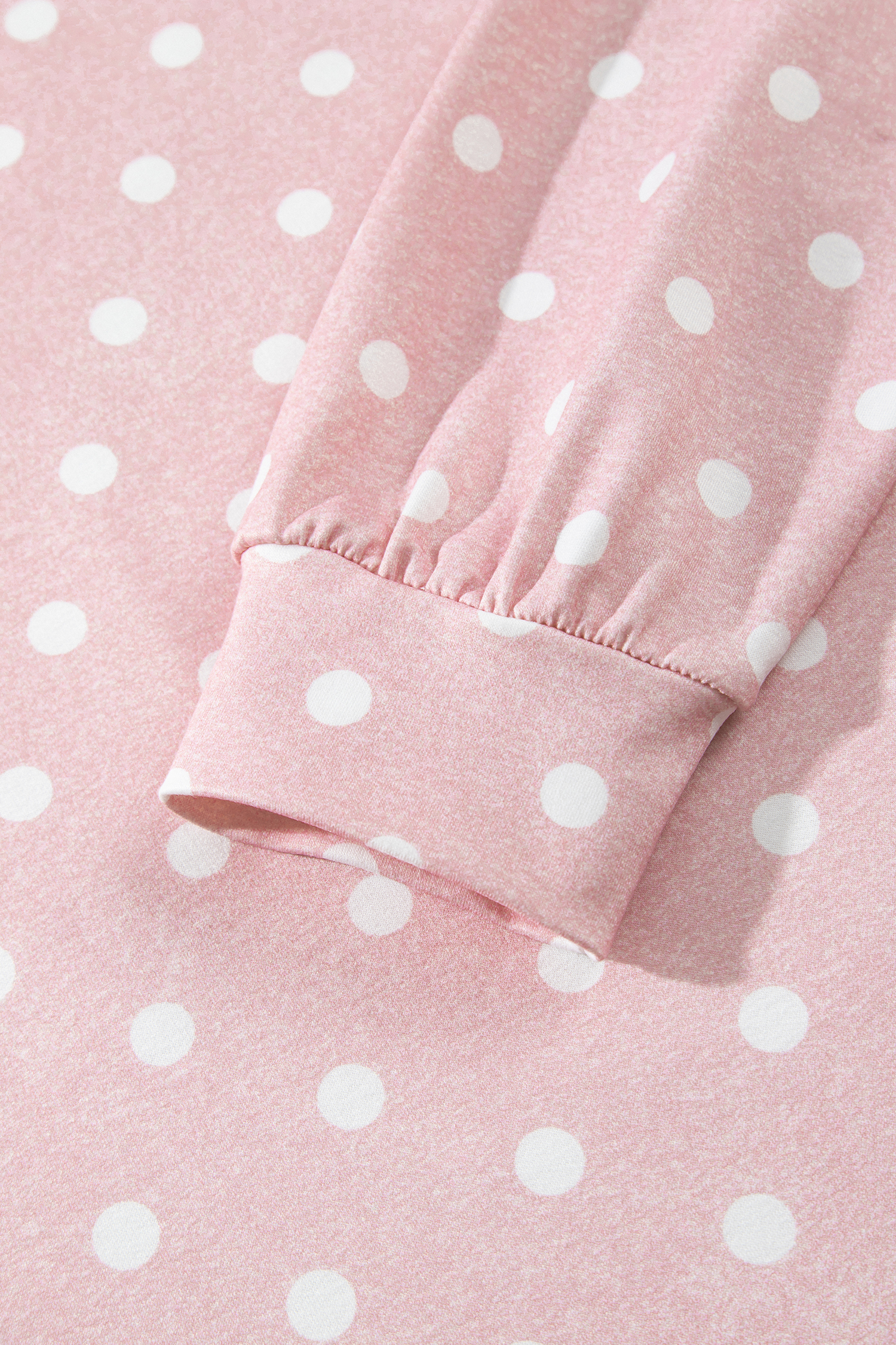 Soft Knit 2 Piece Shorts Set, Women's Pink Polka Dot Outfit - Detail View 6 Soft Knit 2 Piece Shorts Set, Women's Pink Polka Dot Outfit - Detail View 6