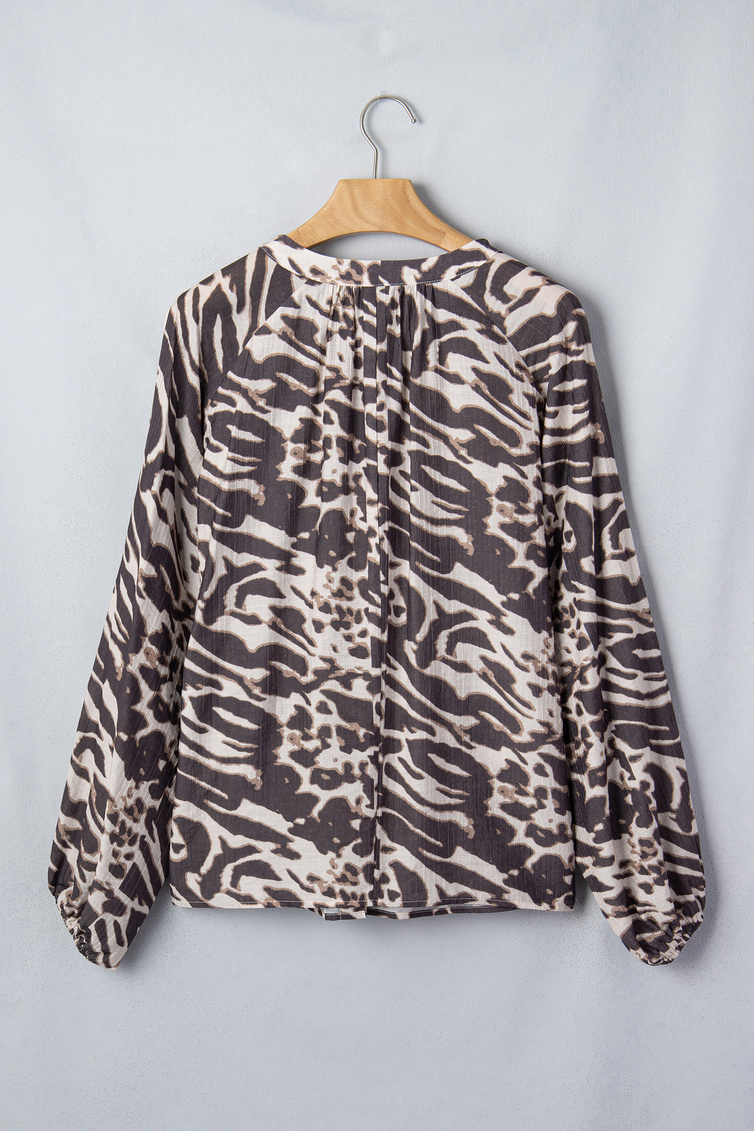 Animal Print Balloon Sleeve Top, Chic Fall Blouse - Detail View 5 Animal Print Balloon Sleeve Top, Chic Fall Blouse - Detail View 5
