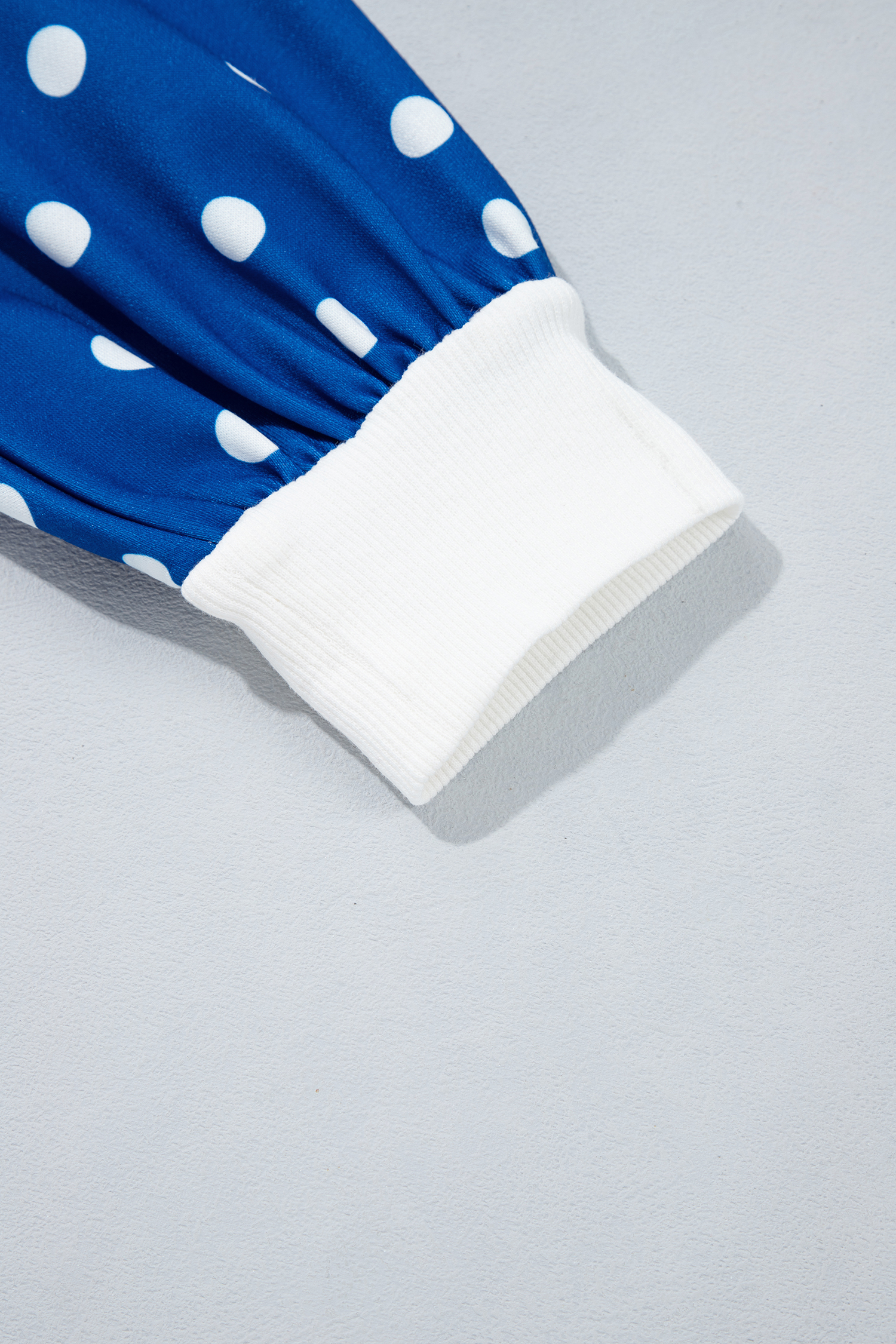 Blue Colorblock Pullover, Polka Dot Puff Sleeve Women Top - Detail View 8 Blue Colorblock Pullover, Polka Dot Puff Sleeve Women Top - Detail View 8