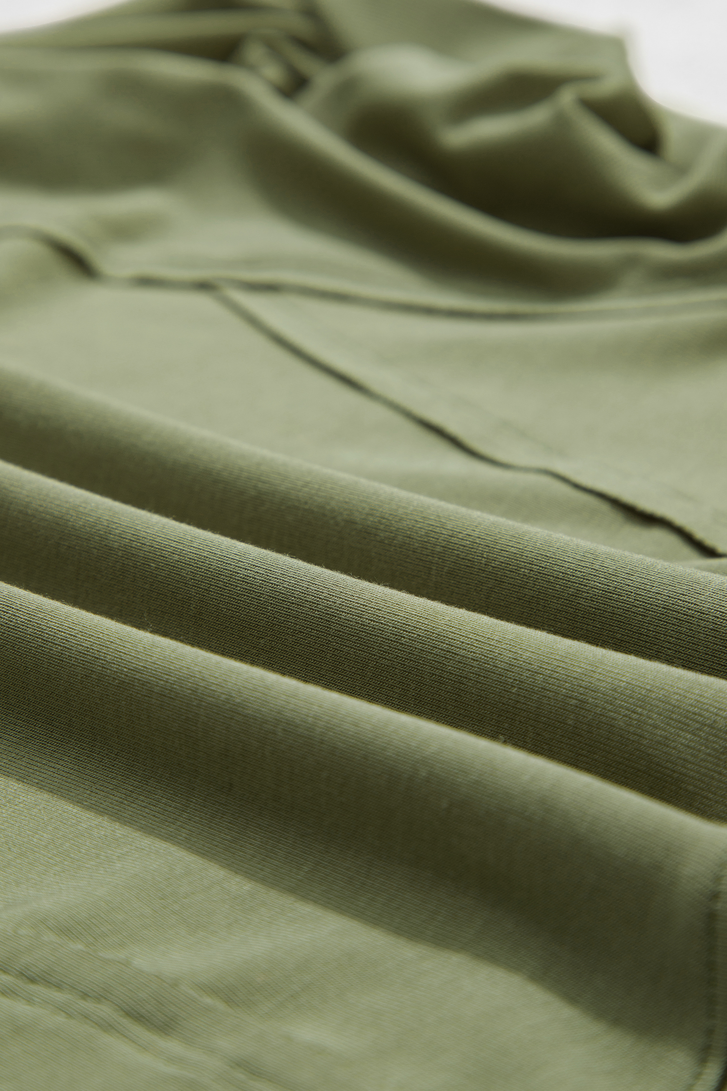 Women's Casual Panelled Top, Green Long Sleeve Tee - Detail View 7 Women's Casual Panelled Top, Green Long Sleeve Tee - Detail View 7