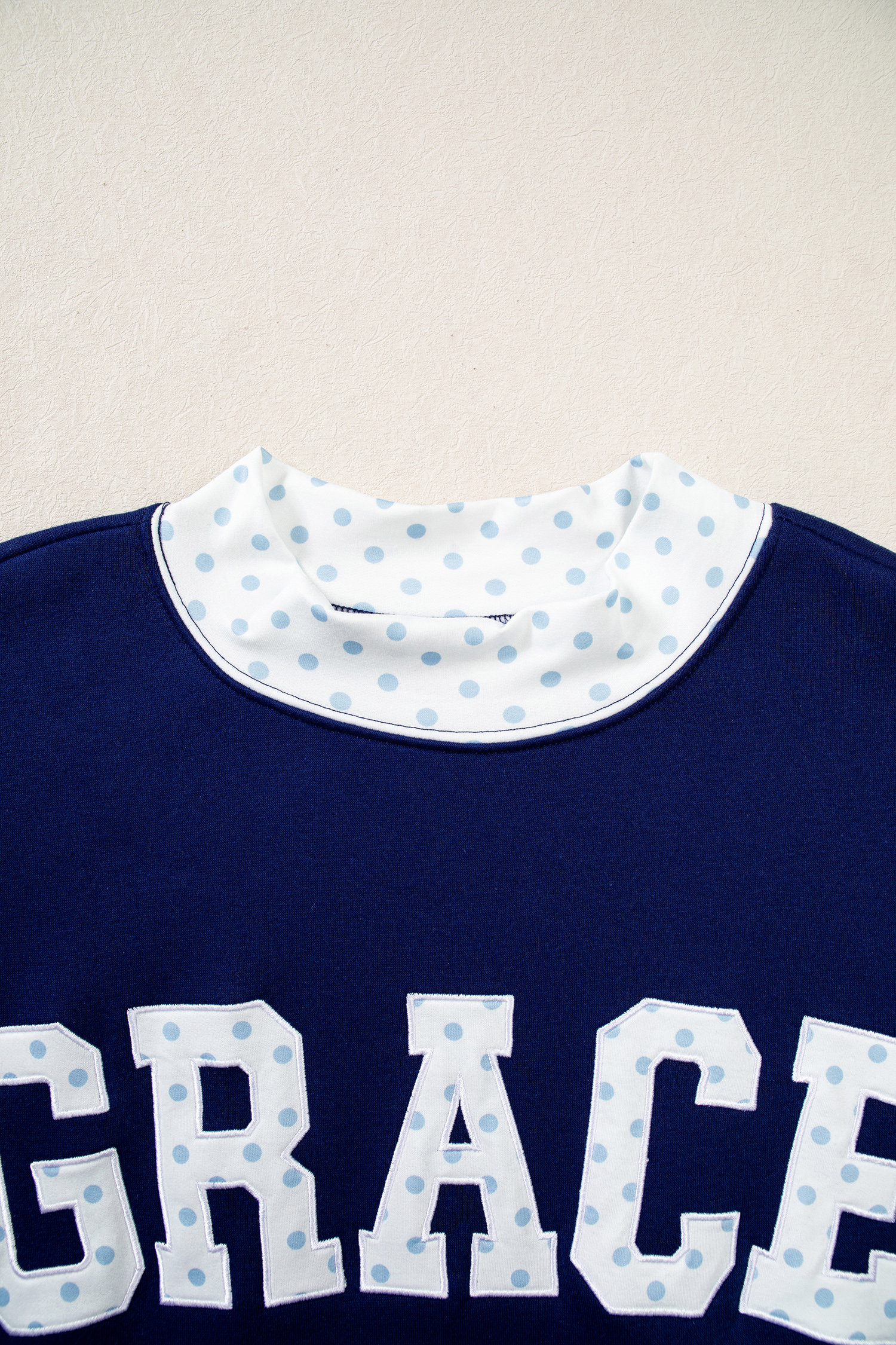 Women's Dirty Blue Oversized Sweatshirt, Autumn Letter Top - Detail View 6 Women's Dirty Blue Oversized Sweatshirt, Autumn Letter Top - Detail View 6