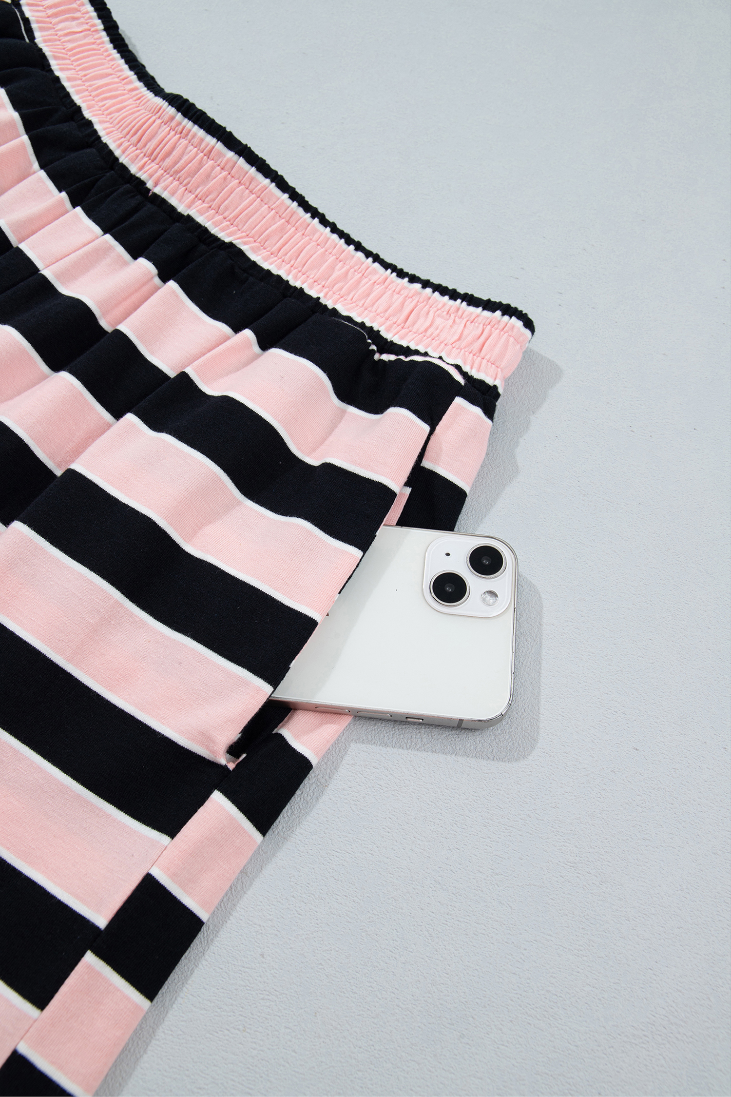 Women's Cotton Striped Set, Relaxed Long Sleeve Shorts - Detail View 15 Women's Cotton Striped Set, Relaxed Long Sleeve Shorts - Detail View 15