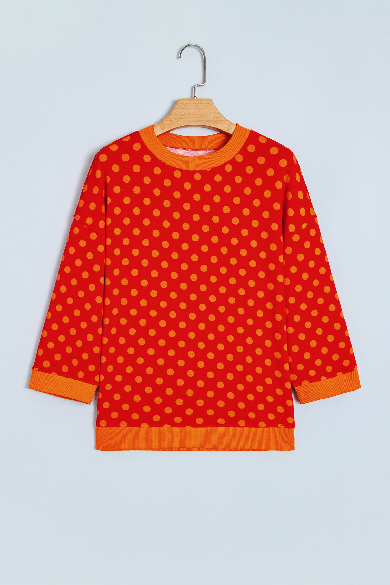 Women's Soft Polka Dot Shirt, Red Bracelet Sleeve Top - Detail View 3 Women's Soft Polka Dot Shirt, Red Bracelet Sleeve Top - Detail View 3