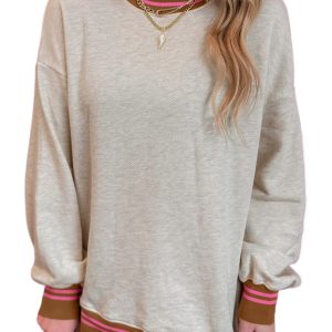 Women's Loose Sweatshirt, Stand Neck Casual Pullover - Main View