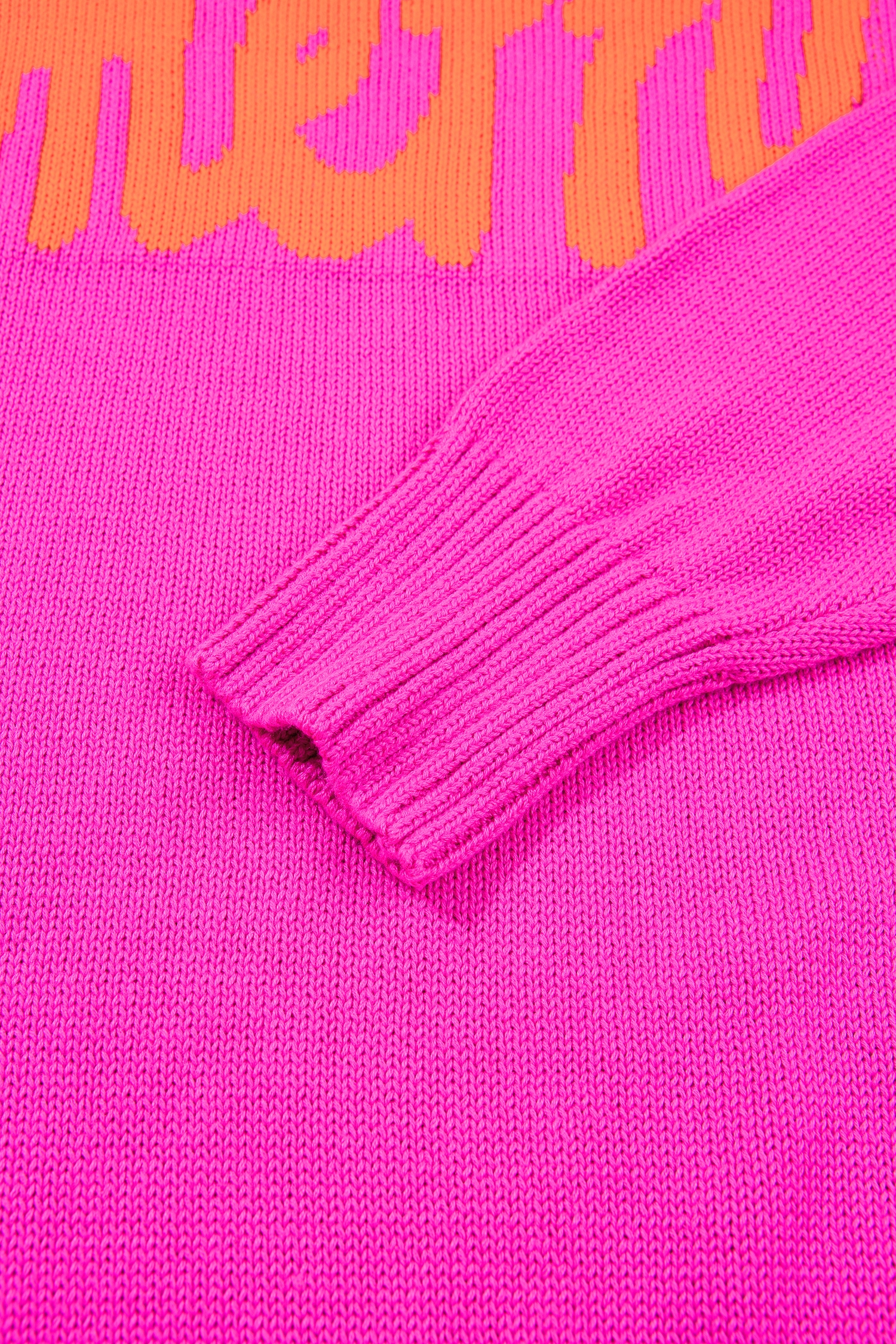 Women's Cotton Blend Knit Sweater, Rose Red Ribbed Trim Top - Detail View 9 Women's Cotton Blend Knit Sweater, Rose Red Ribbed Trim Top - Detail View 9