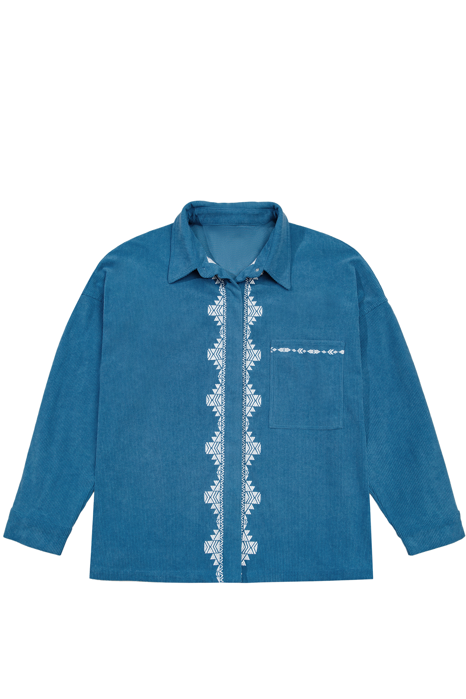 Embroidered Corduroy Shirt, Womens Western Style Top - Detail View 2 Embroidered Corduroy Shirt, Womens Western Style Top - Detail View 2